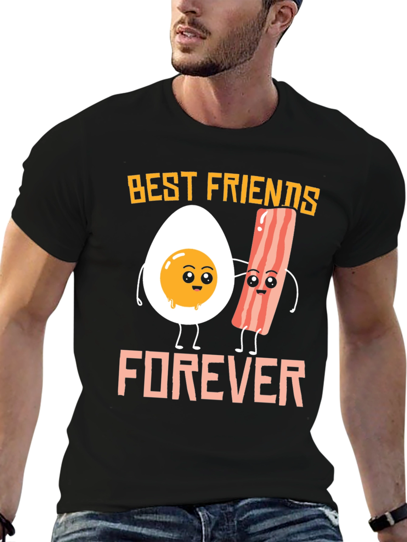 Black Best Friends Forever: Egg & Bacon Graphic Tee view 6