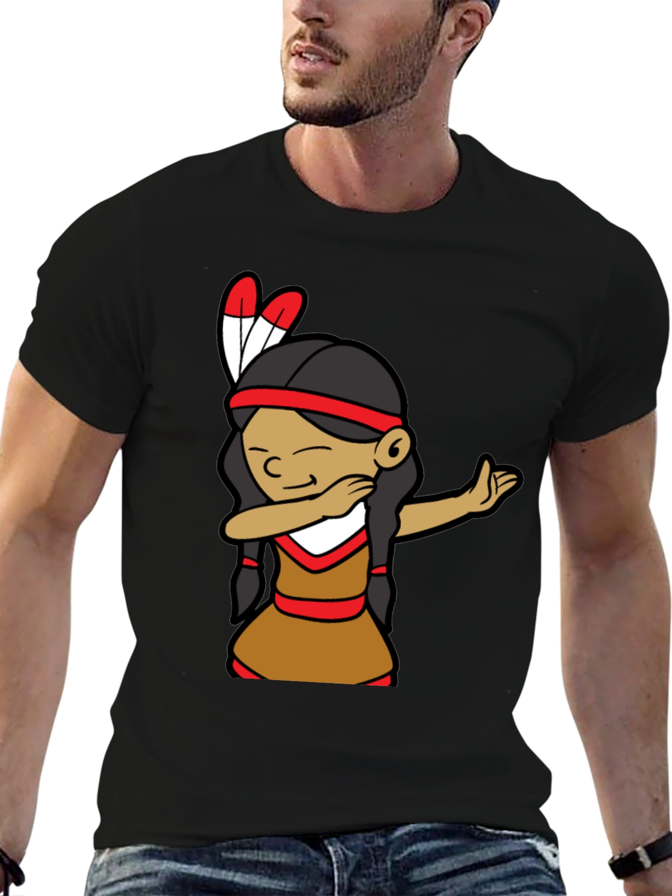 Black Native American Dab Dance Graphic Tee view 6