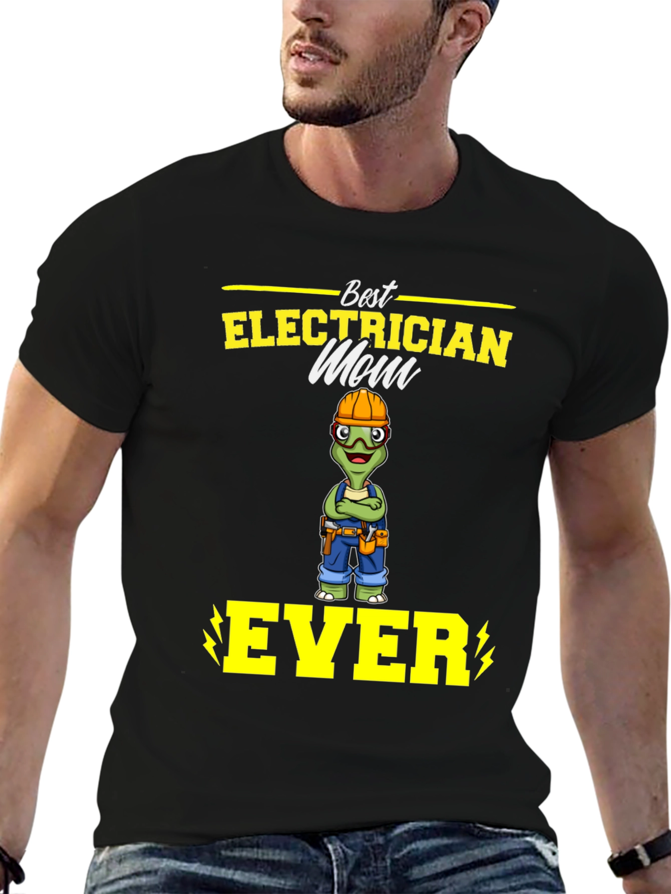 Black Best Electrician Mom Ever T-Shirt view 6