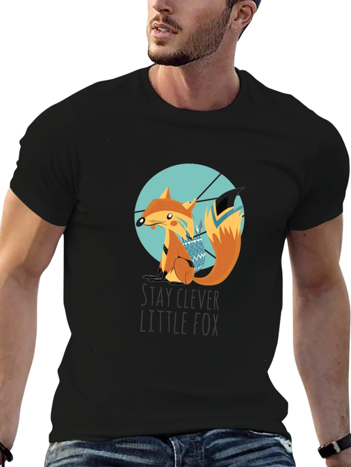 Black Stay Clever Little Fox Graphic T-Shirt view 6