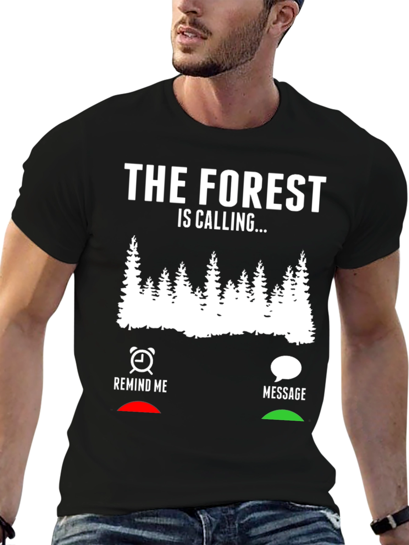 Black The Forest Is Calling Men's Black Graphic Tee view 6