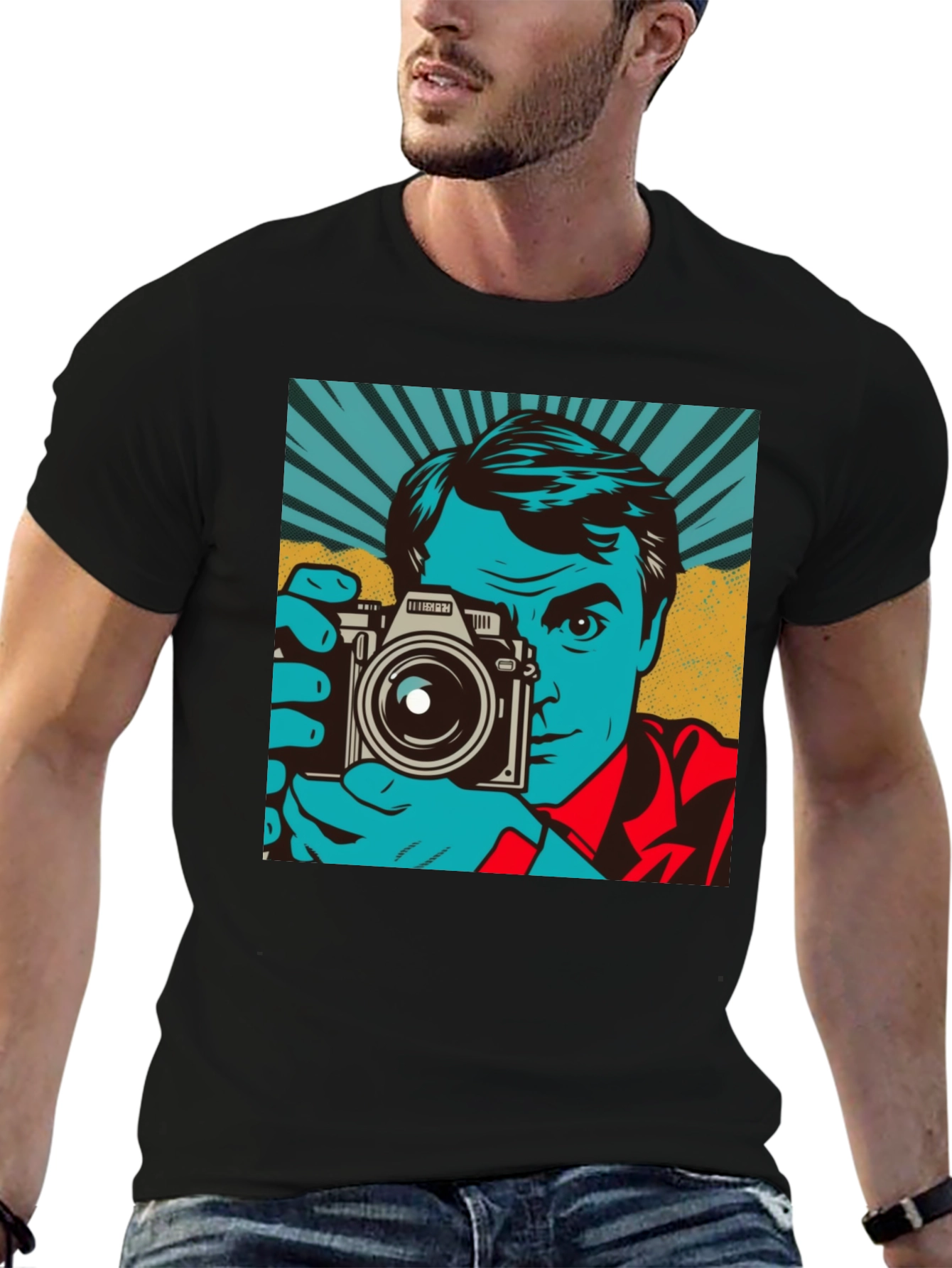 Black Retro Photographer Graphic Tee - Classic Cool Shirt view 6