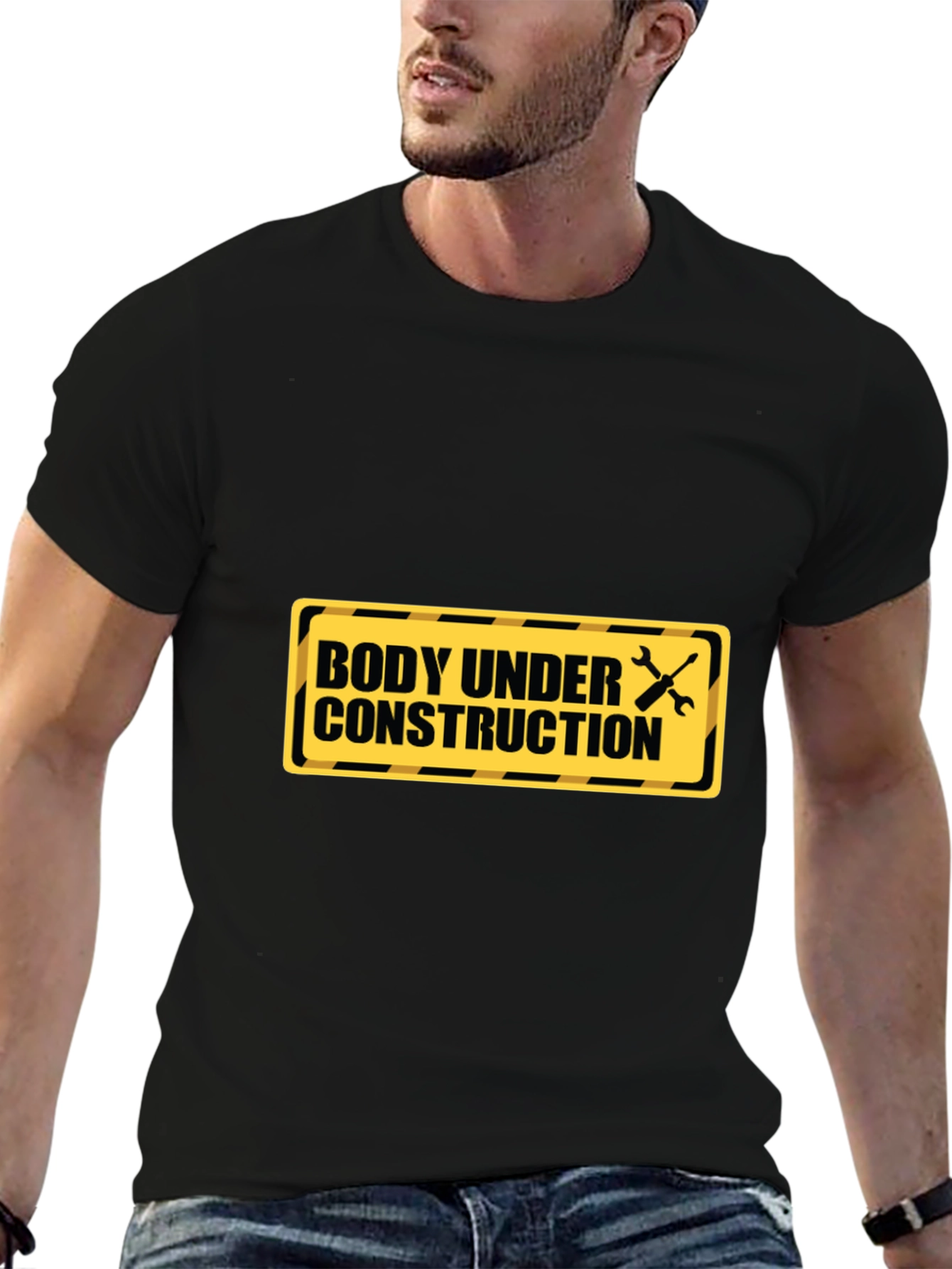 Black Body Under Construction T-Shirt - Gym & Fitness Apparel view 6