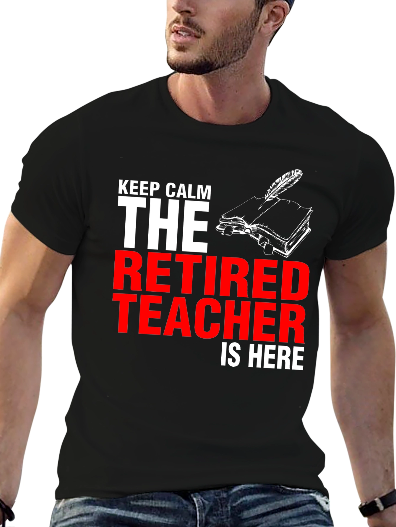 Black Retired Teacher T-Shirt - Keep Calm view 6