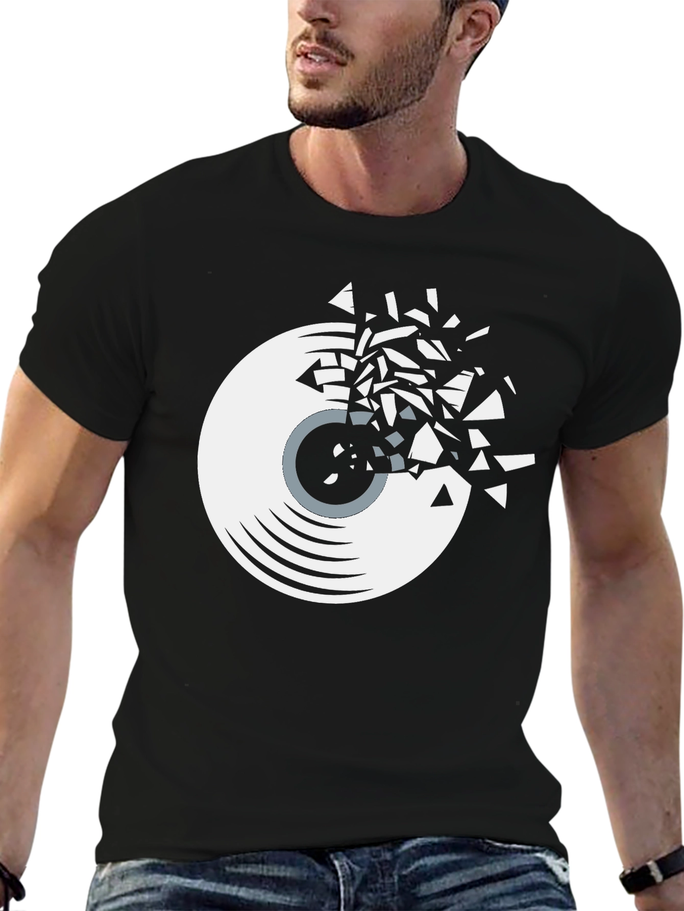Black Shattered Record Graphic Tee - Black view 6