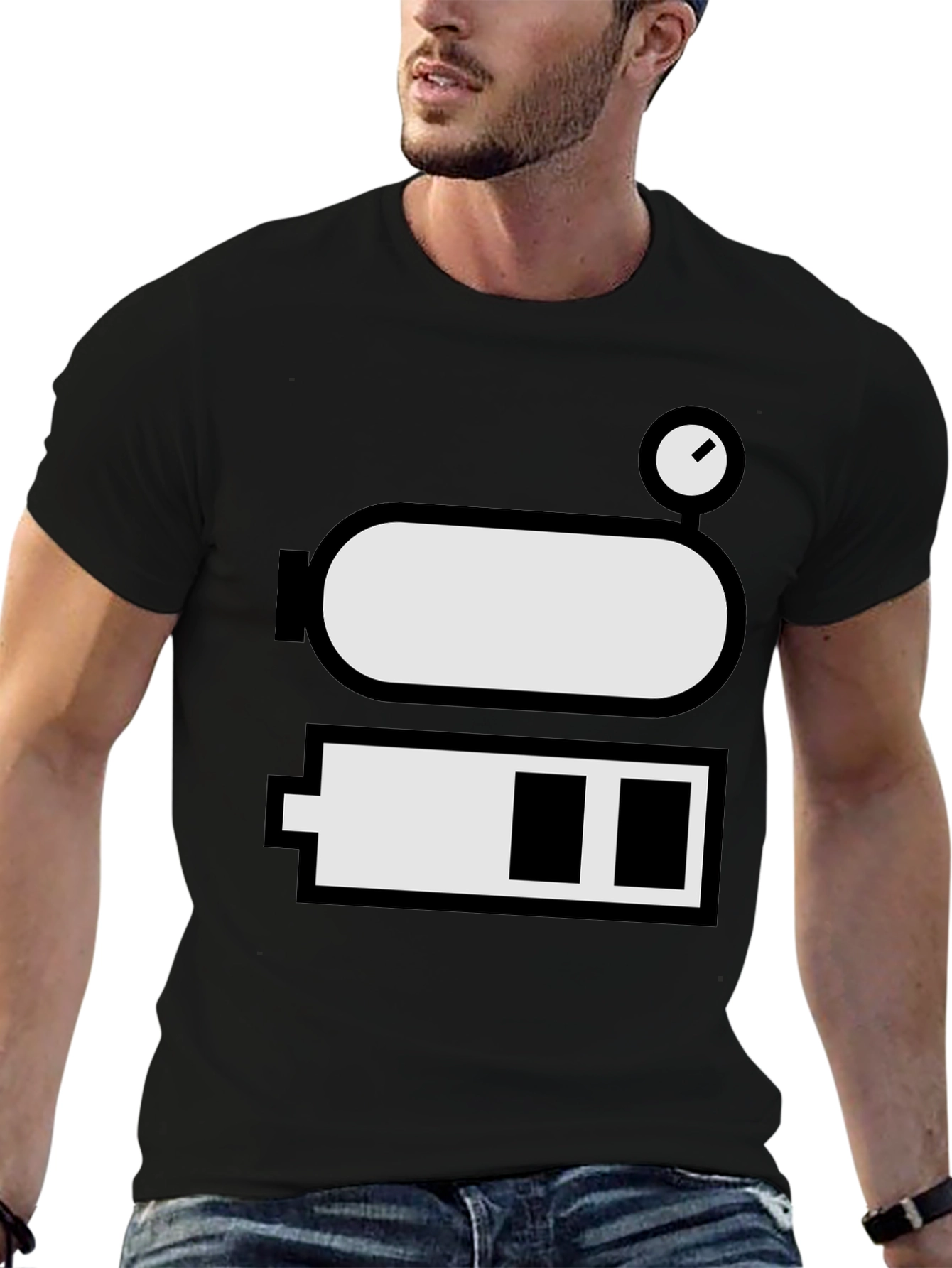Black Low Battery Level Funny Graphic Tee view 6