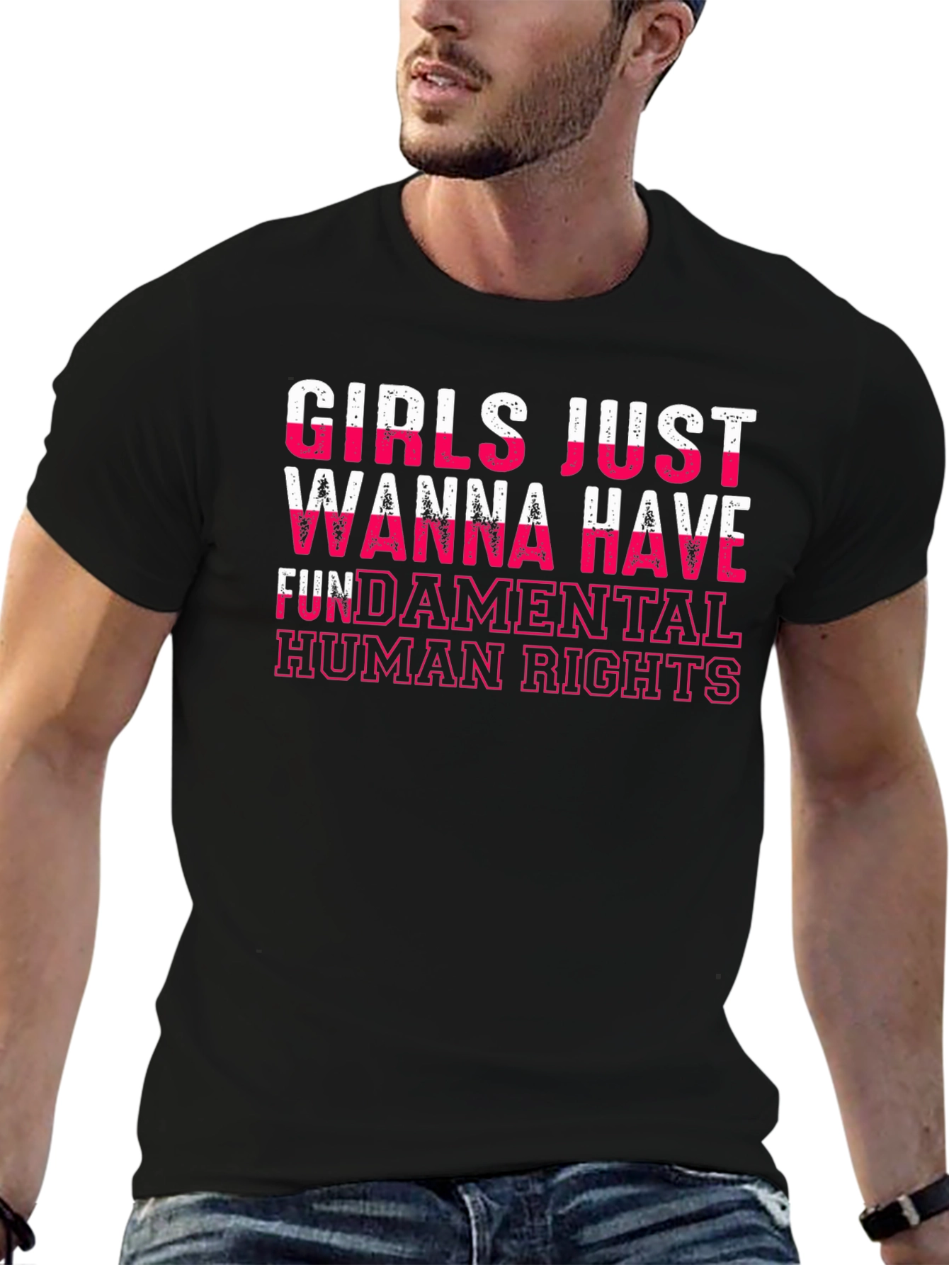 Black Girls Just Wanna Have Fundamental Human Rights T-Shirt view 6