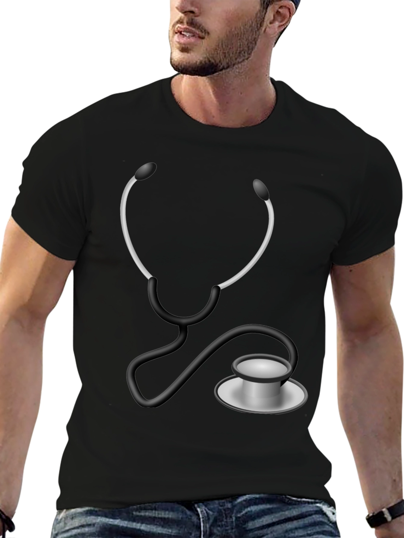 Black Stethoscope Graphic T-Shirt - Medical Humor Tee view 6