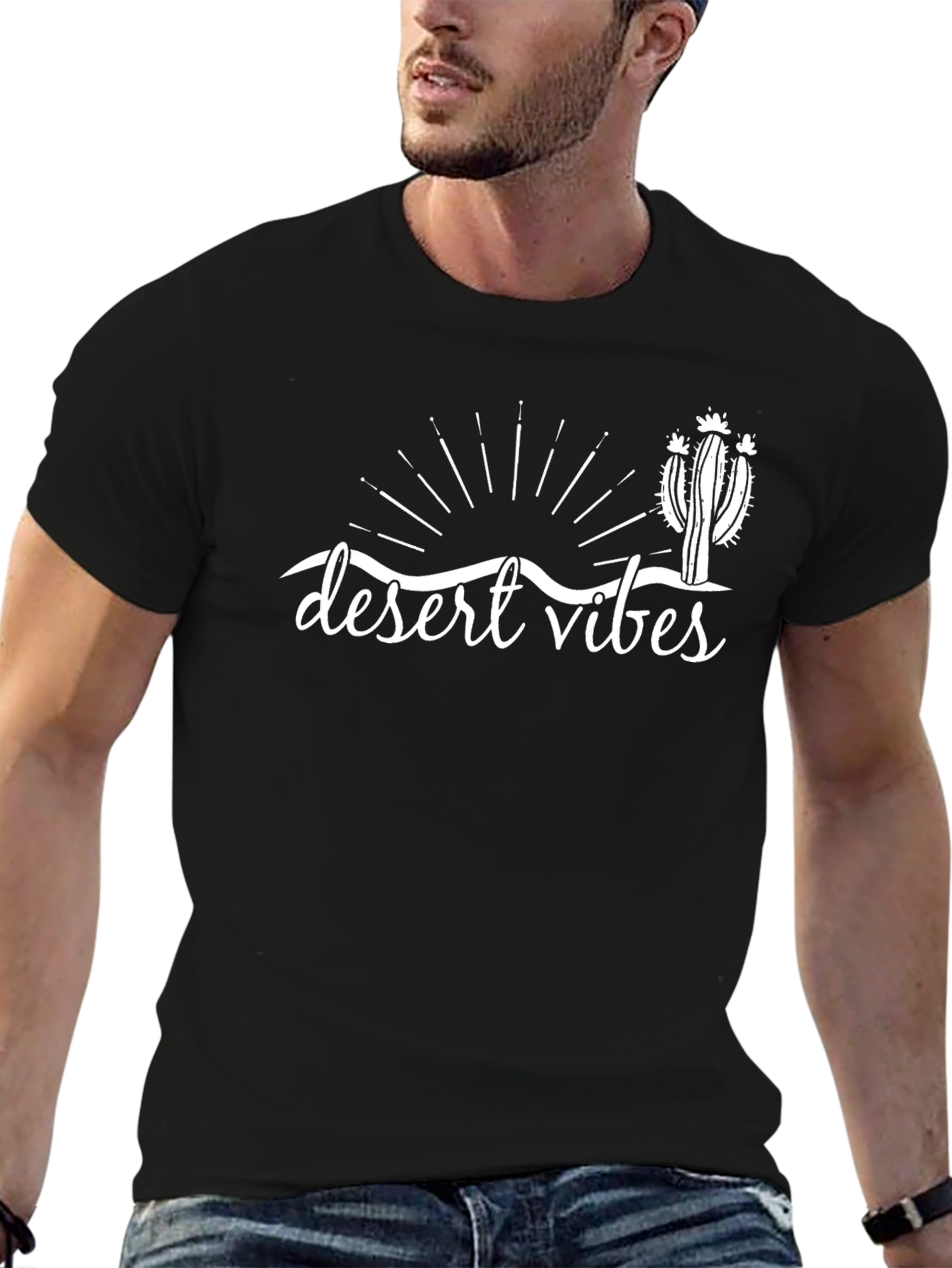 Black Desert Vibes Graphic Tee - Unisex Black T-Shirt view 6