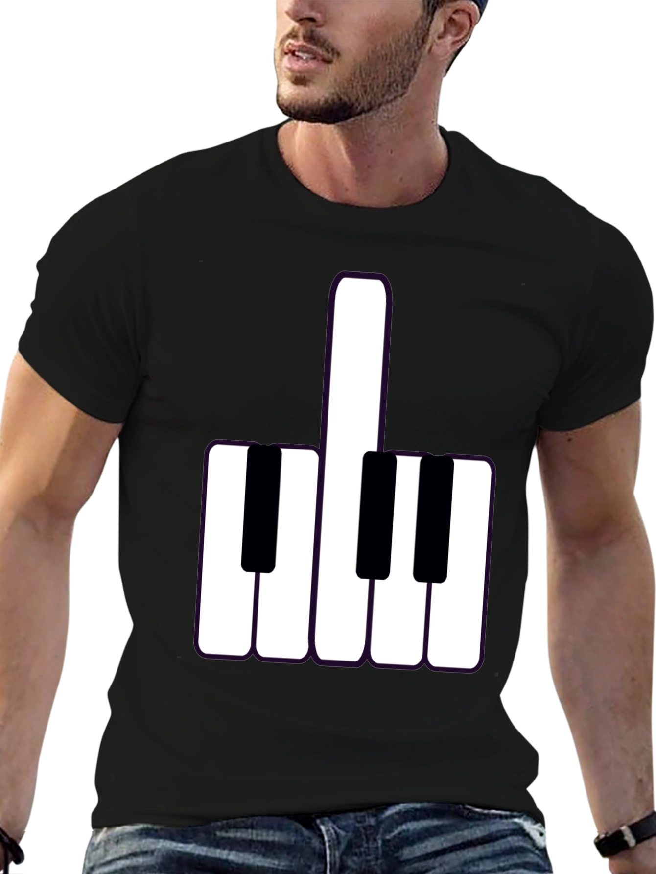 Black Musical Middle Finger Graphic Tee - Black view 6