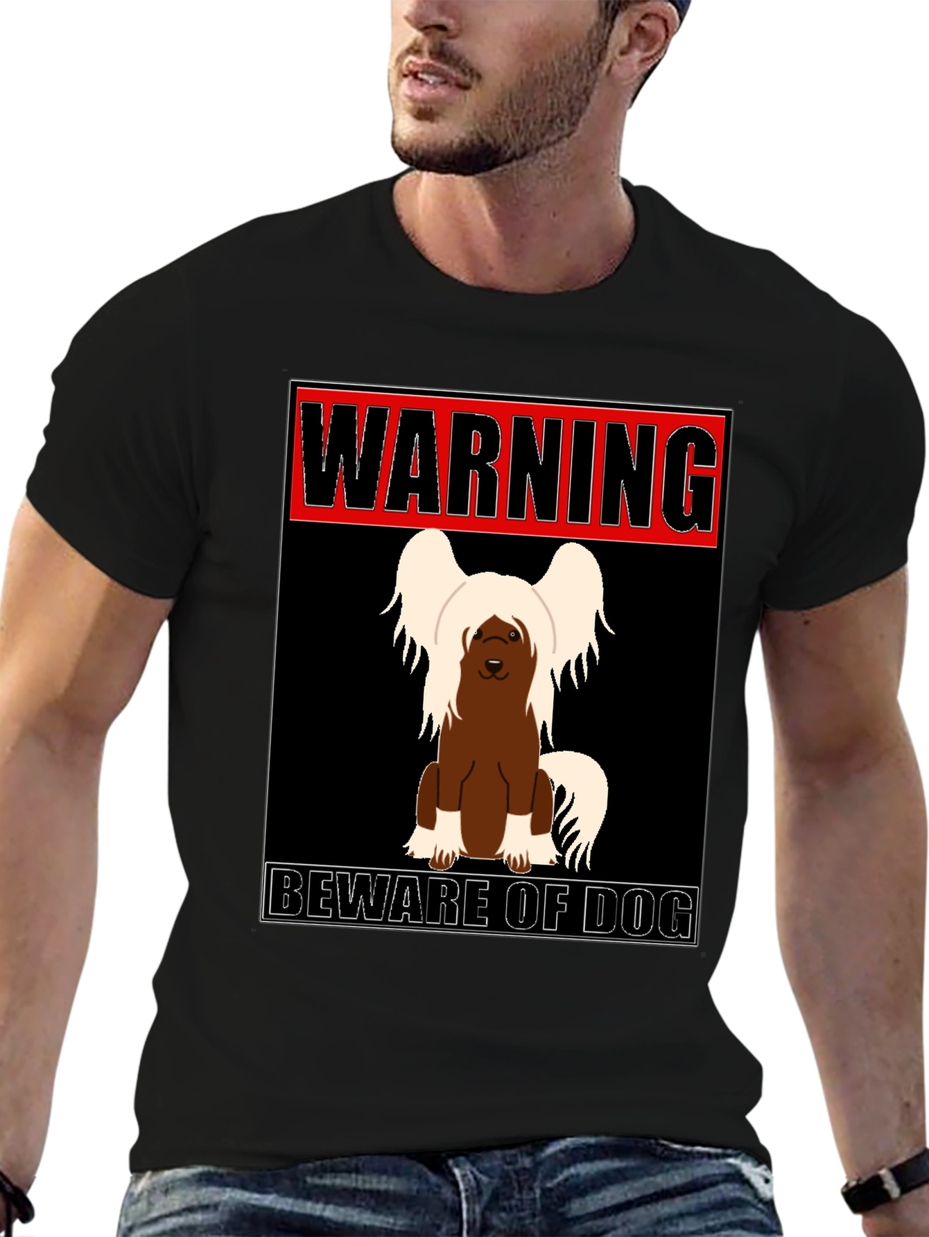 Black Warning Beware of Dog T-Shirt view 6