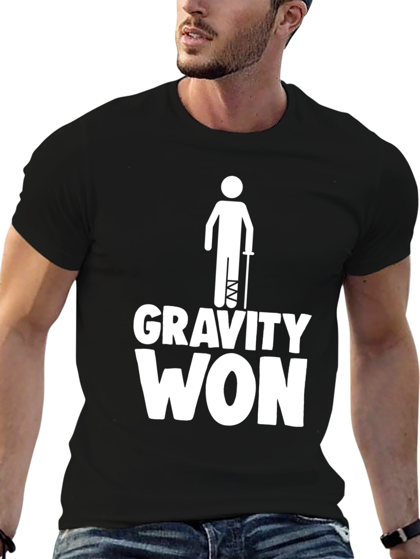 Black Gravity Won Funny Injury T-Shirt view 6