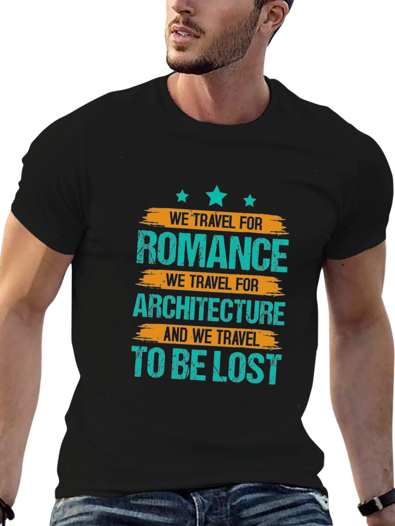 Black Travel Romance Architecture Lost T-Shirt view 6