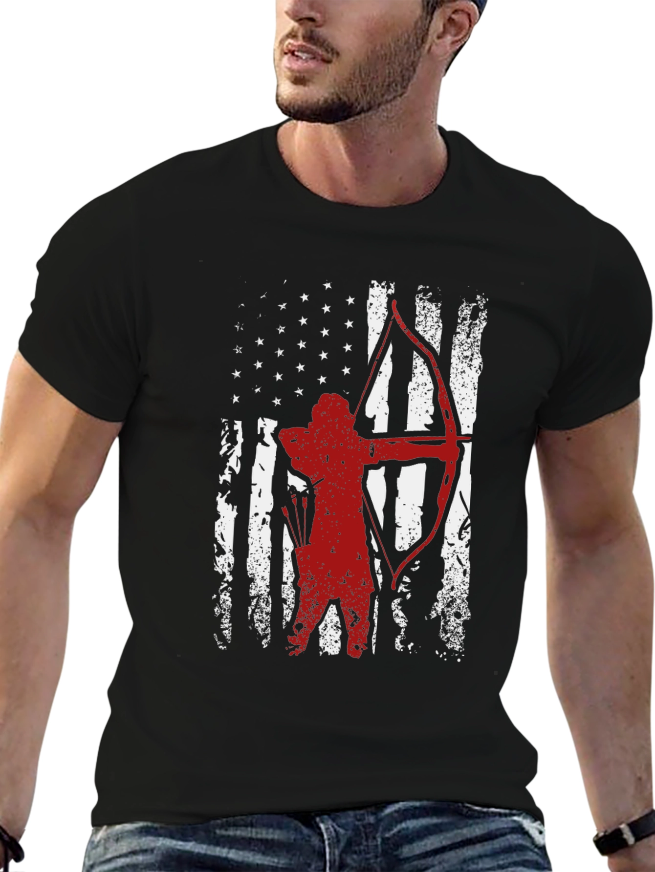 Black American Flag Archer Graphic Tee view 6