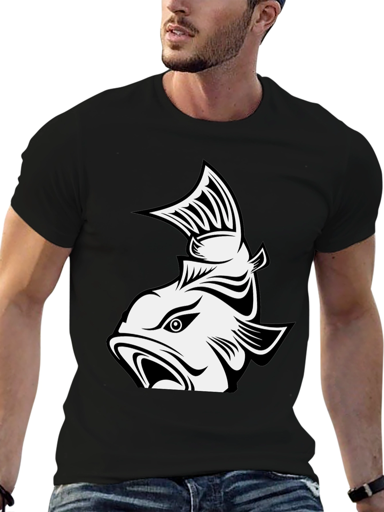Black Fish Graphic T-Shirt - Men's Black Tee view 6