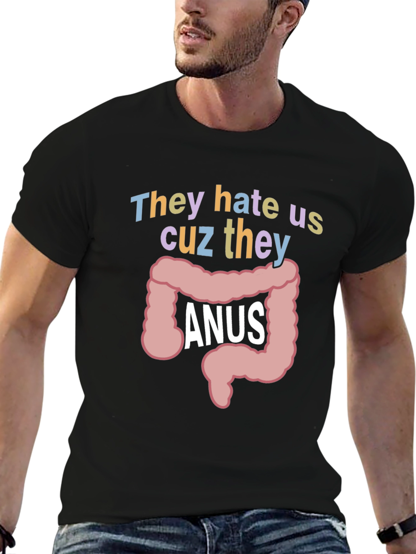 Black Anus Graphic T-Shirt: They Hate Us Funny Tee view 6
