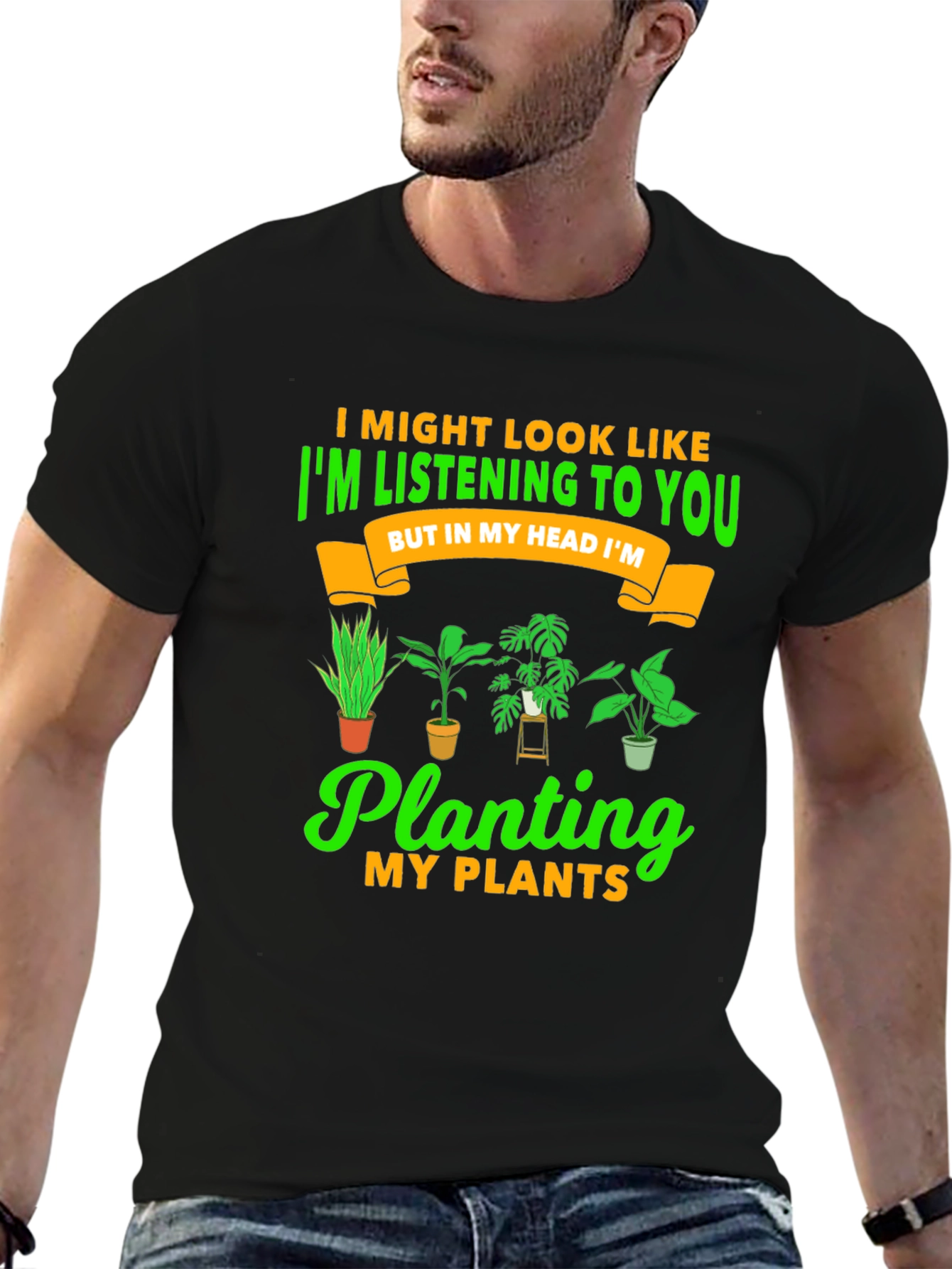 Black Plant Lover T-Shirt: I'm Planting My Plants view 6