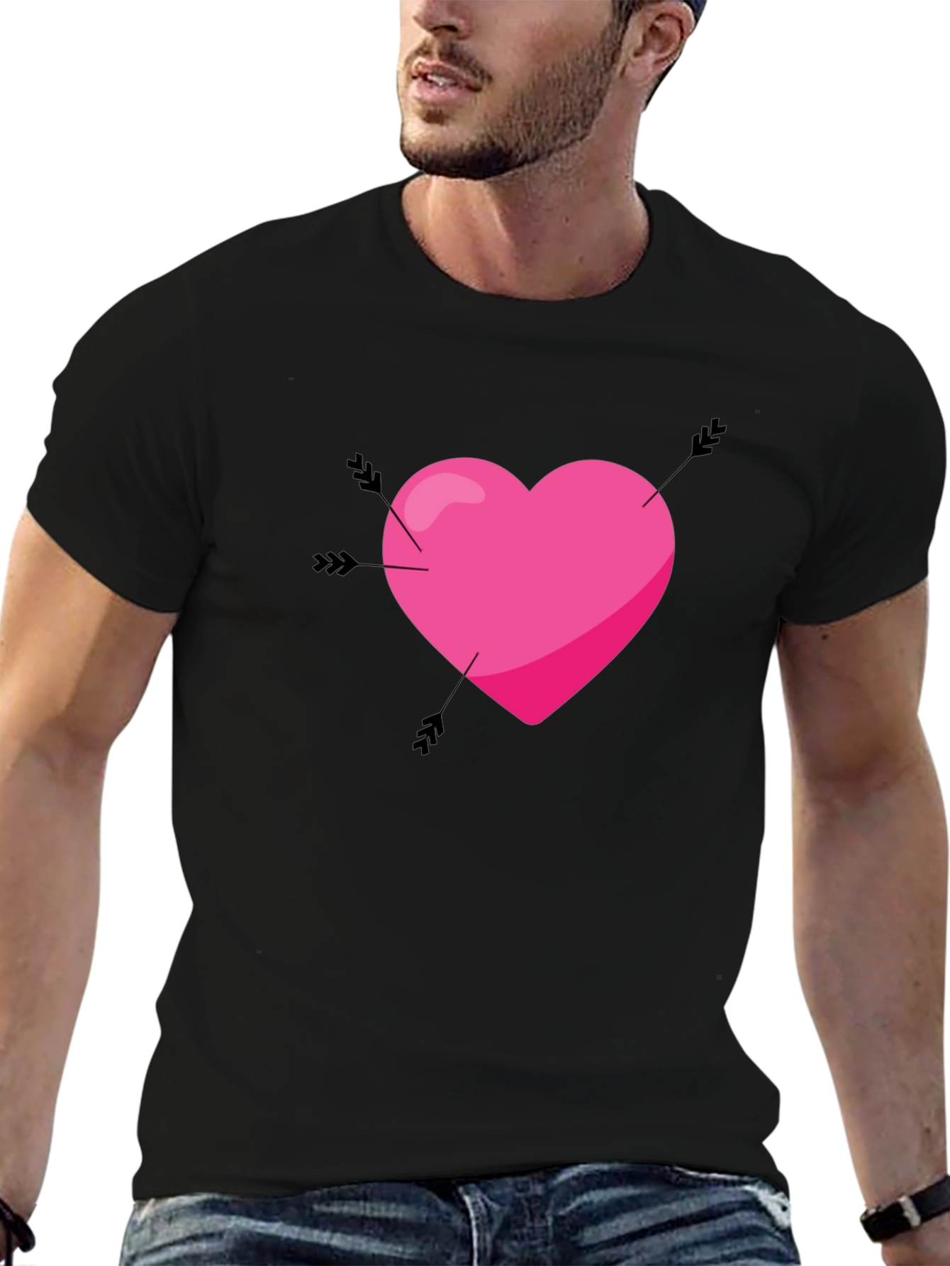Black Heart Arrow Graphic Tee - Men's Black T-Shirt view 6