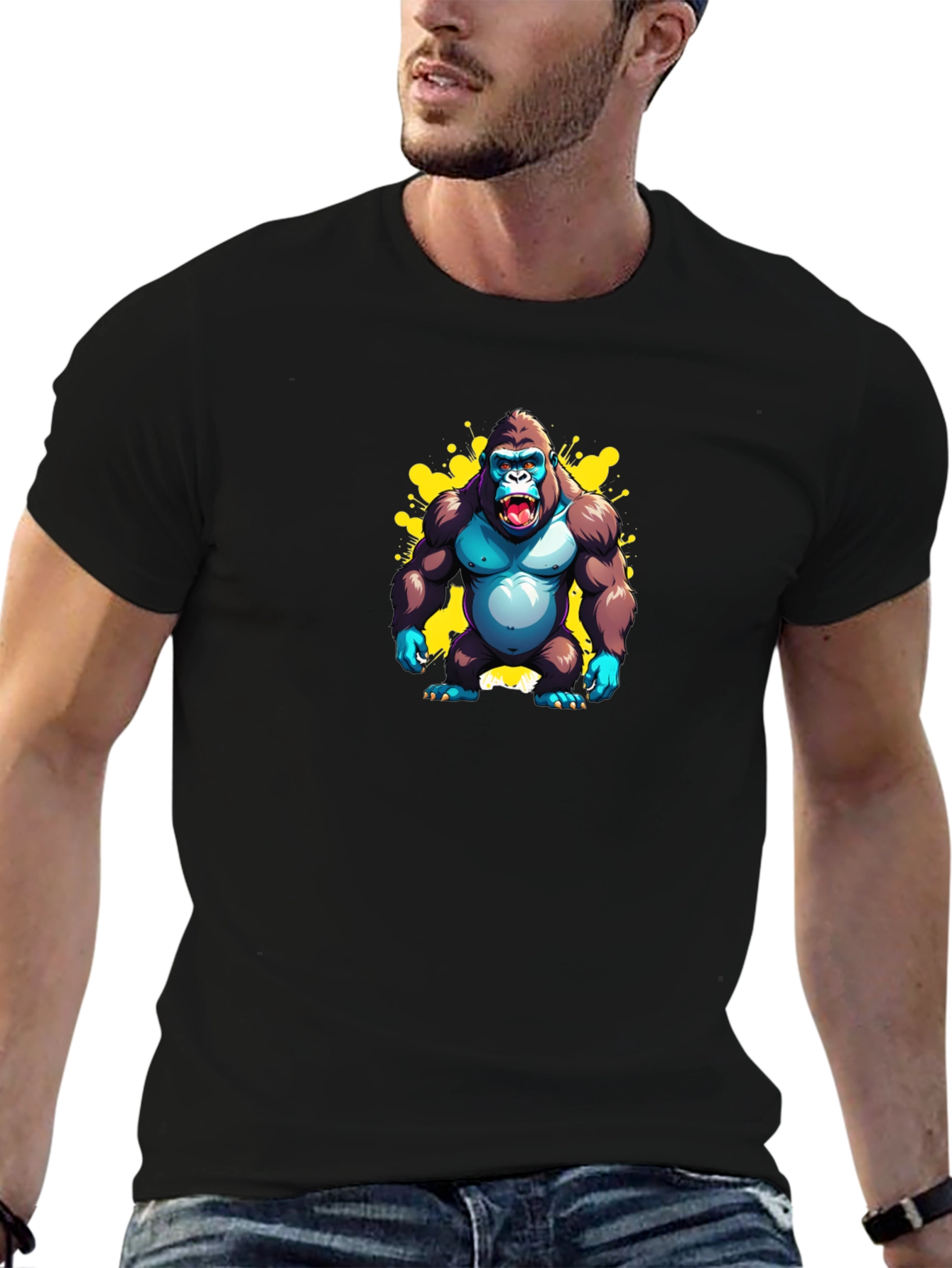 Black Gorilla Graphic Black T-Shirt view 6