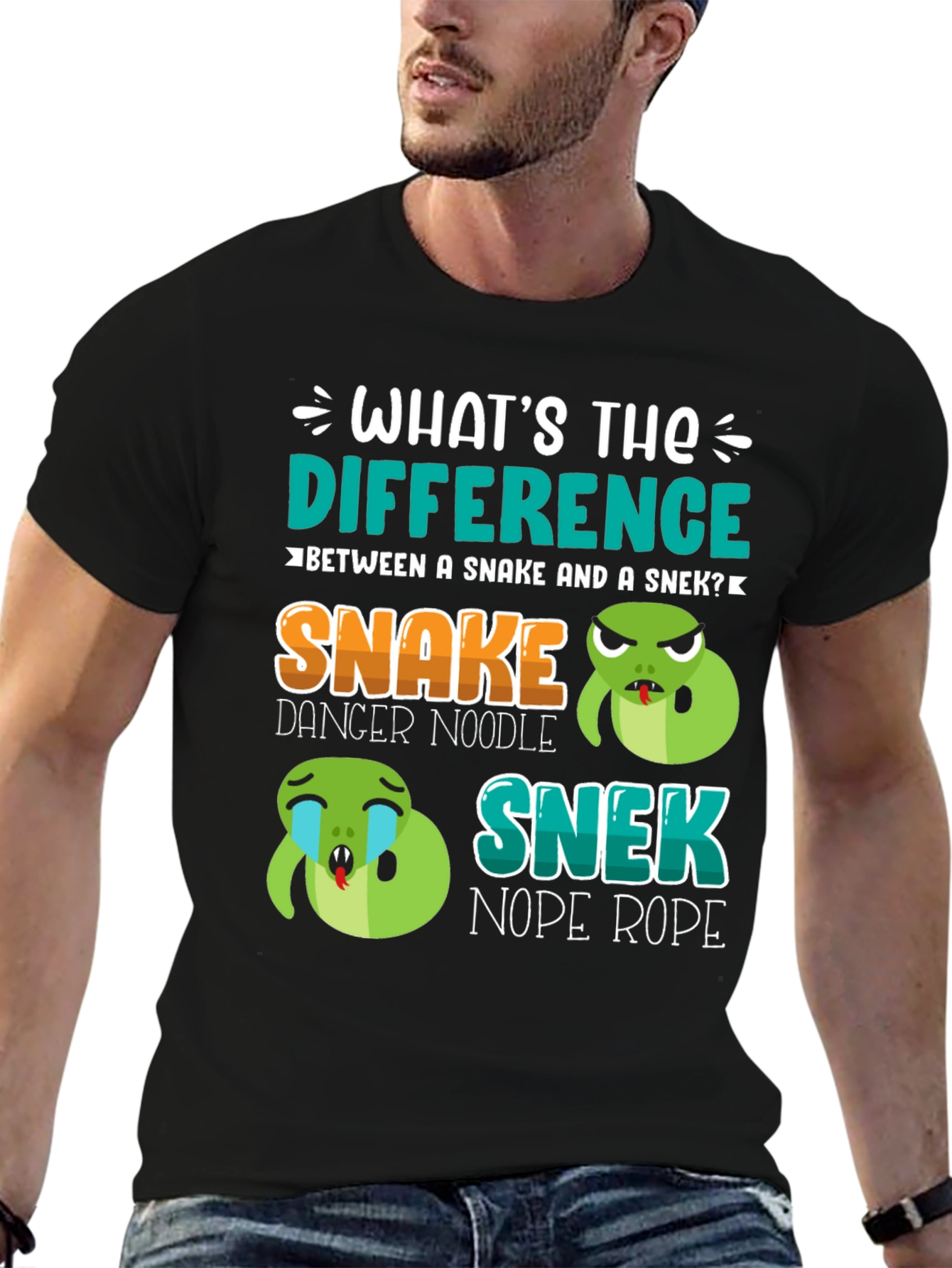 Black Snake vs Snek T-Shirt: Danger Noodle vs Nope Rope Tee view 6