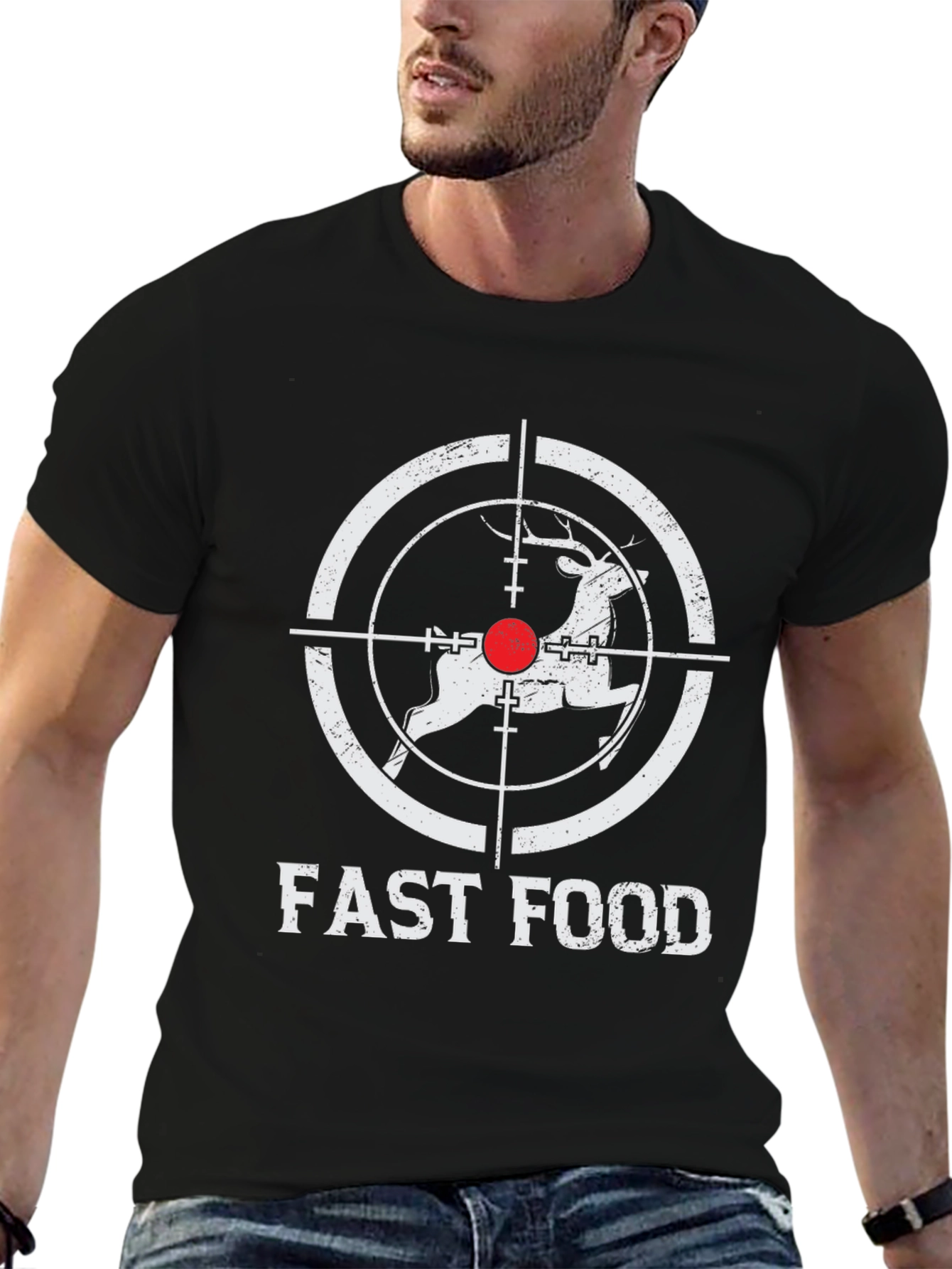 Black Fast Food Deer Graphic T-Shirt view 6