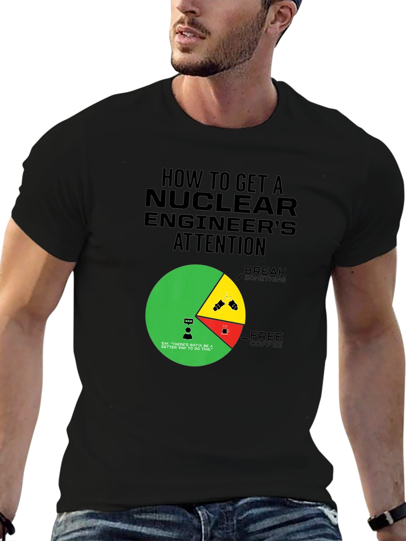 Black Nuclear Engineer Attention Graphic Tee - Funny Gift view 6