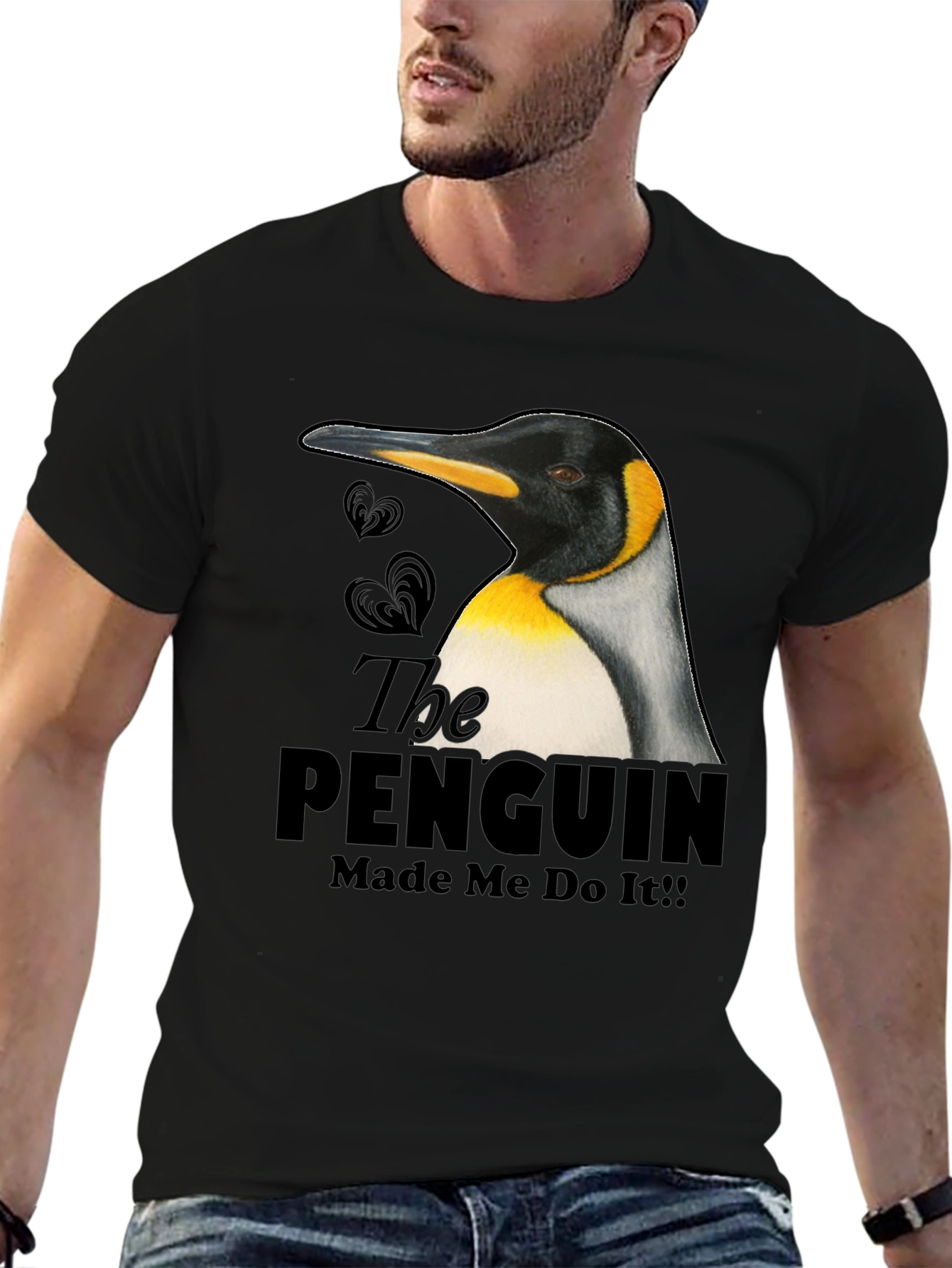 Black Penguin Made Me Do It! Novelty T-Shirt view 6