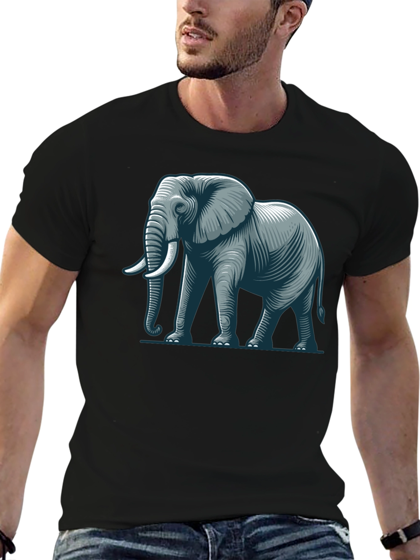 Black Elephant Graphic T-Shirt - Black Cotton Tee view 6