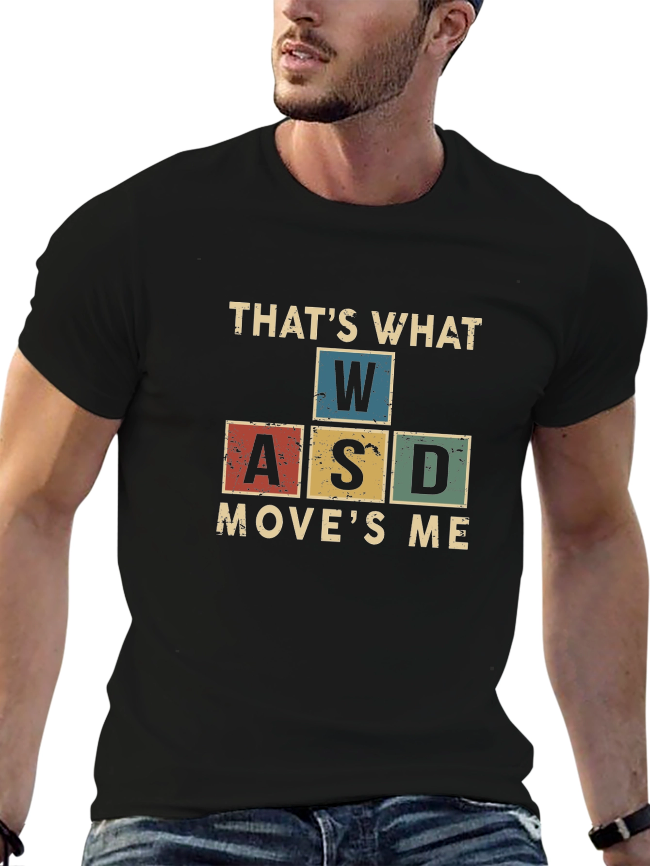Black Gamer T-Shirt - WASD Move's Me view 6