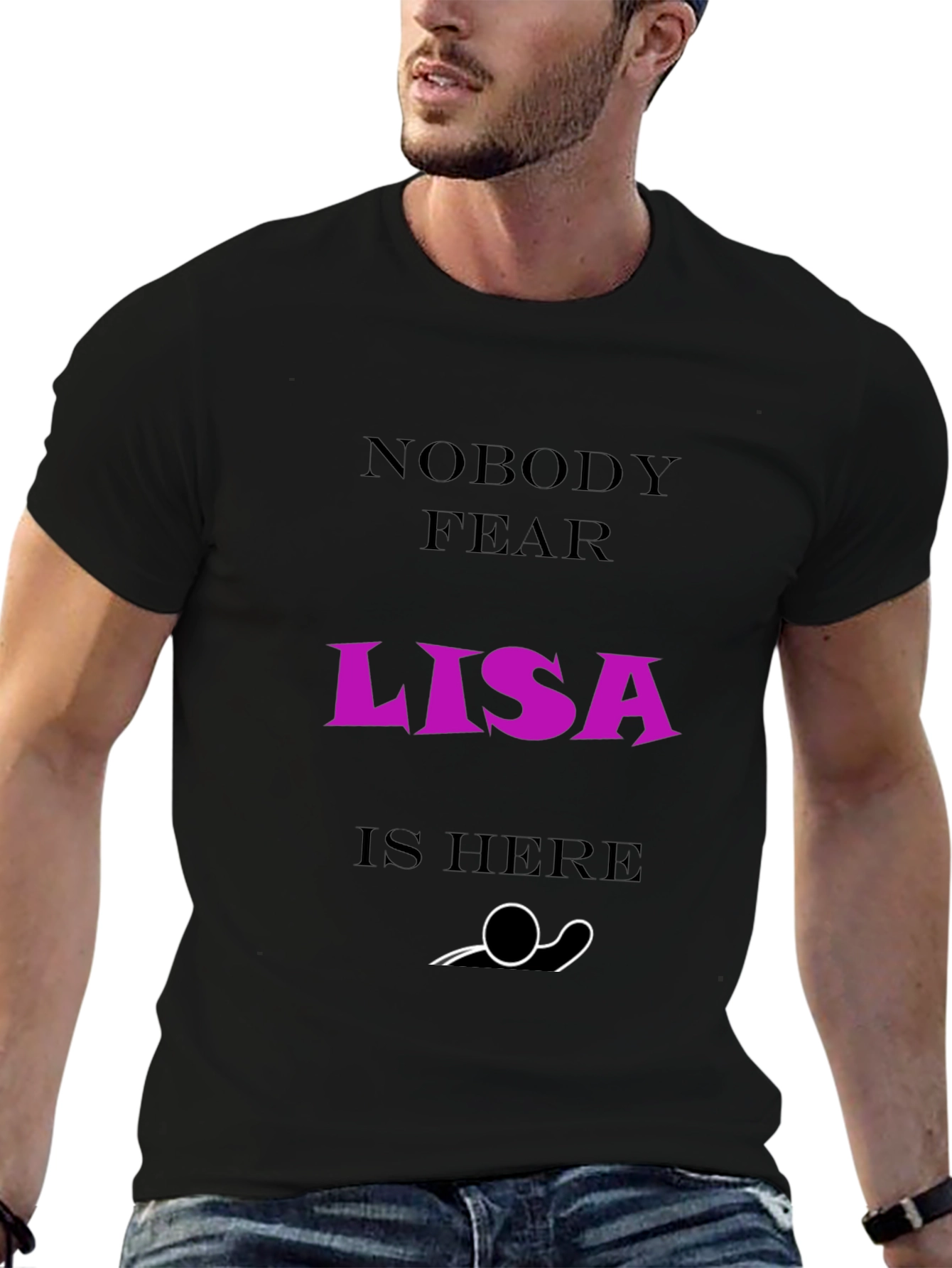 Black Nobody Fear Lisa Is Here T-Shirt - Funny Graphic Tee view 6