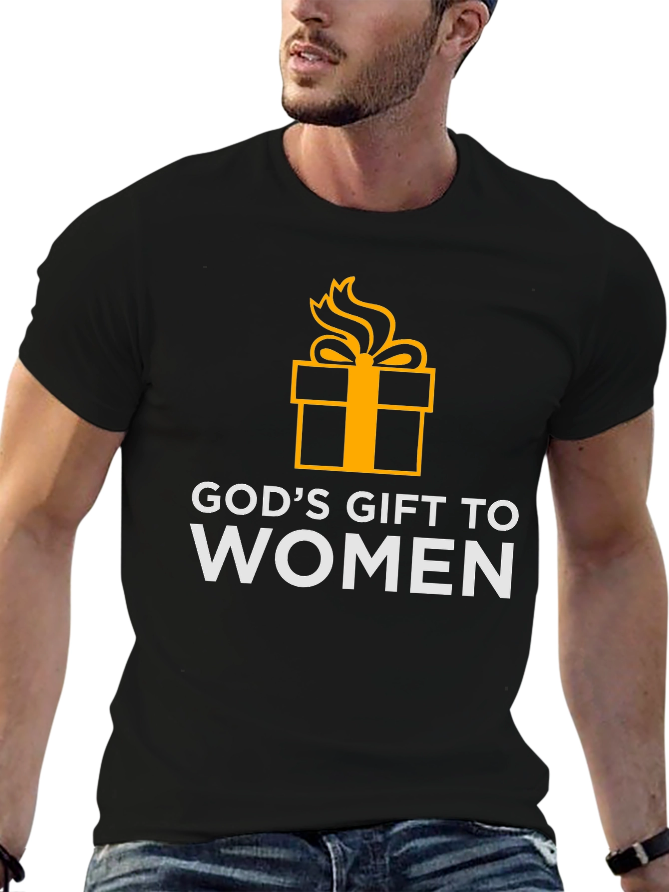 Black God's Gift to Women T-Shirt - Novelty Graphic Tee view 6