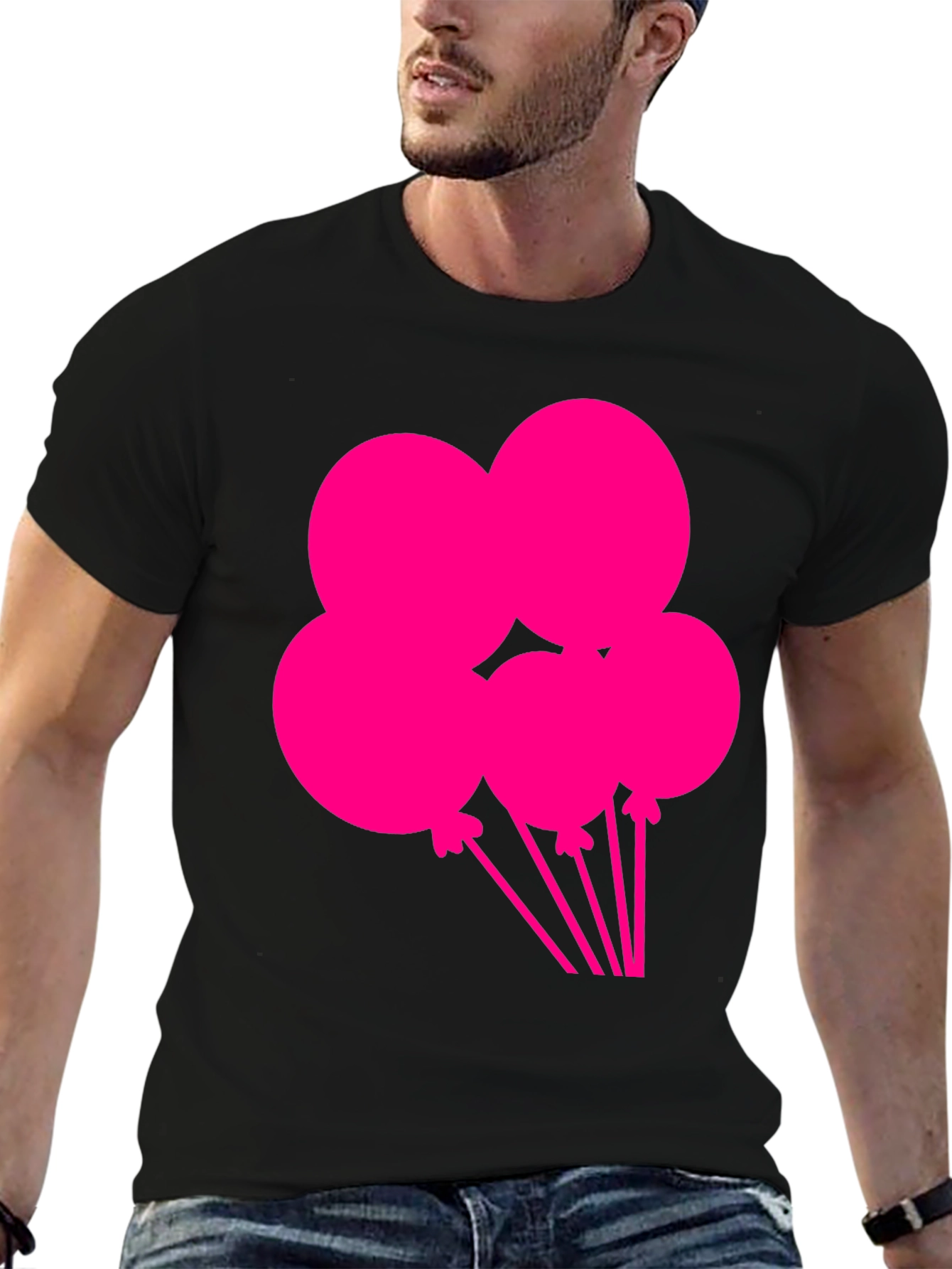 Black Fun Balloons Graphic Tee - Black Cotton T-Shirt view 6