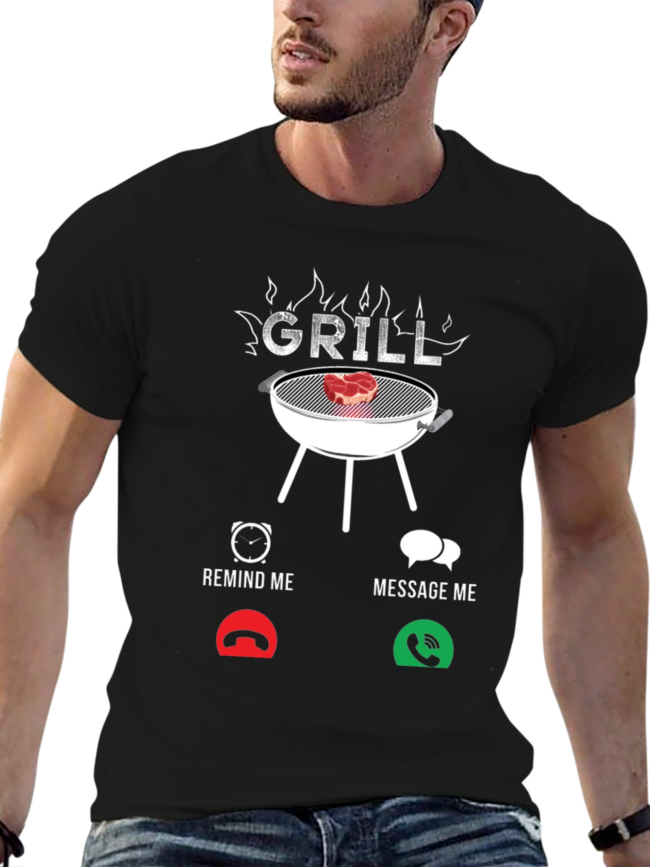 Black Grill Remind/Message Funny BBQ T-Shirt view 6