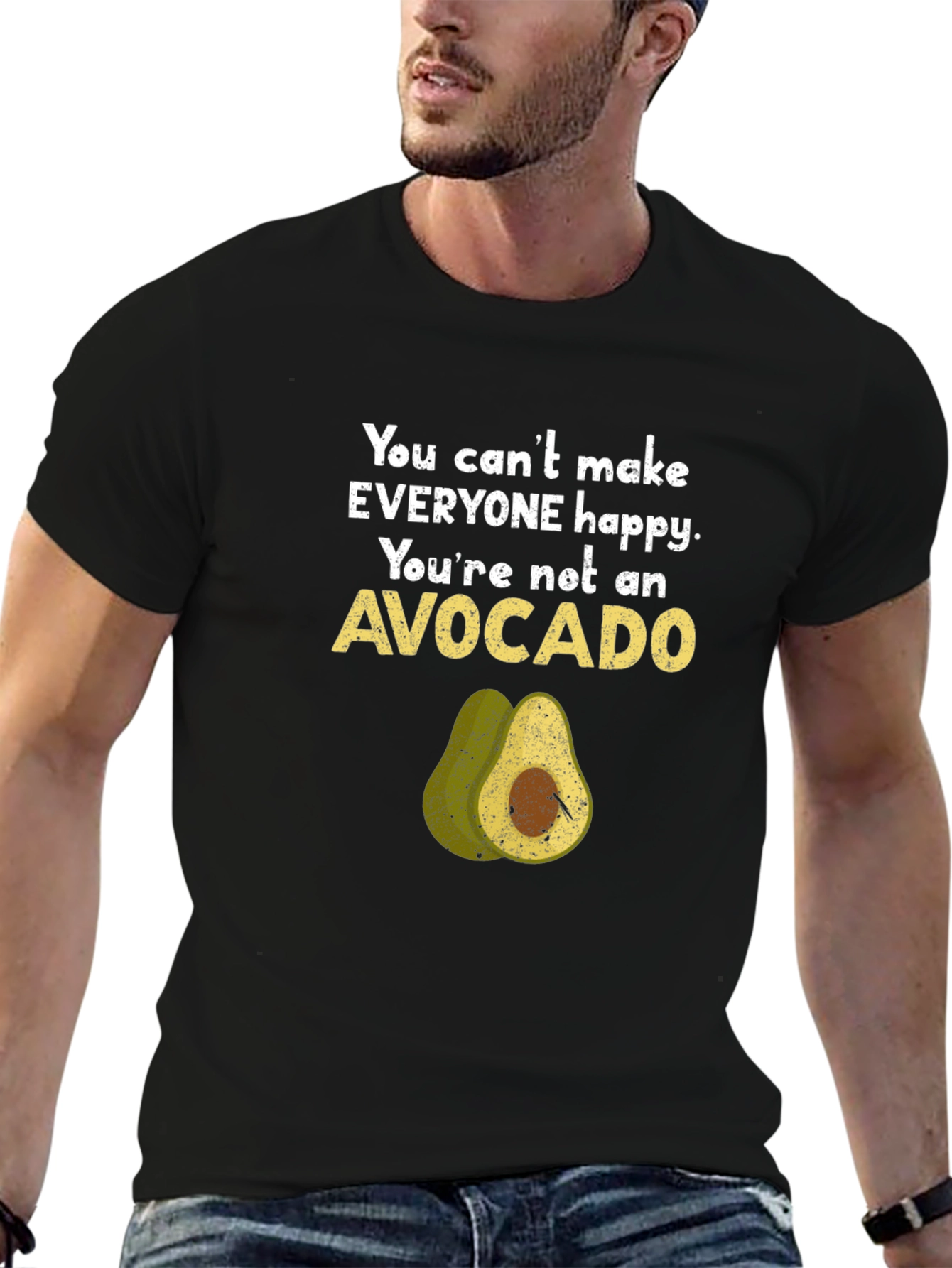 Black Funny Avocado Graphic T-Shirt - You Can't Make Everyone Happy view 6