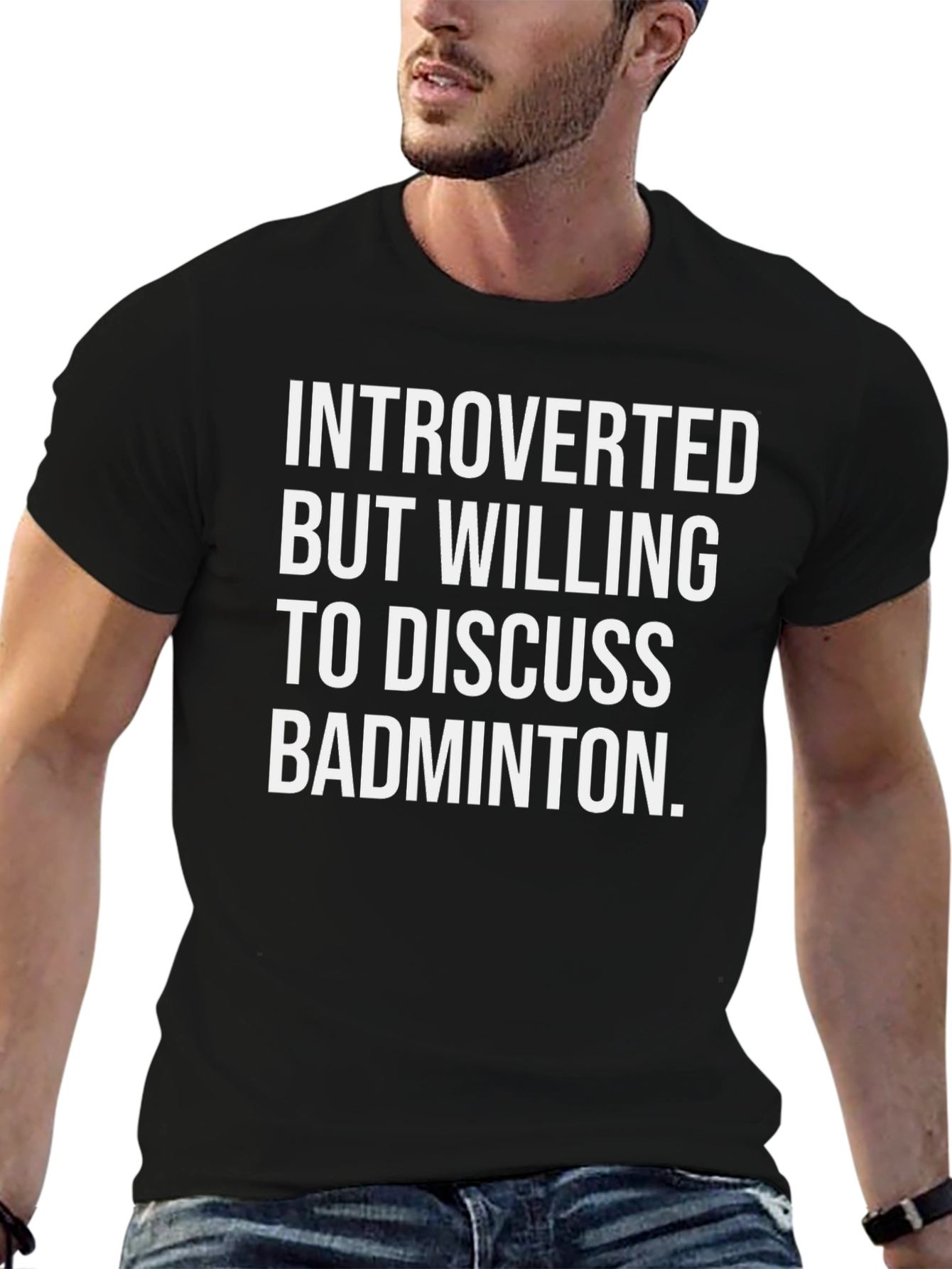 Black Introverted Badminton T-Shirt view 6