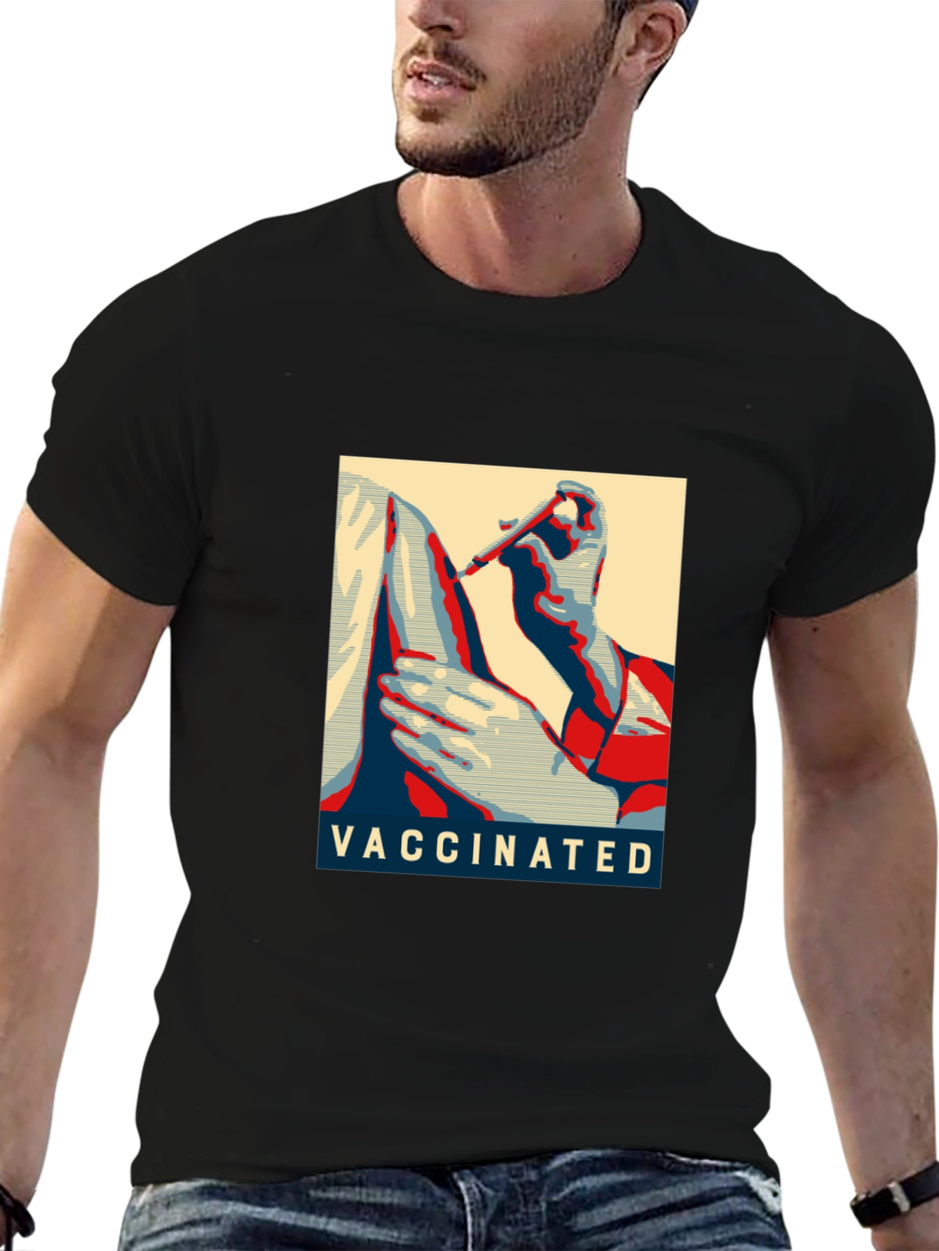 Black Vaccinated Graphic T-Shirt - Black Cotton Blend view 6