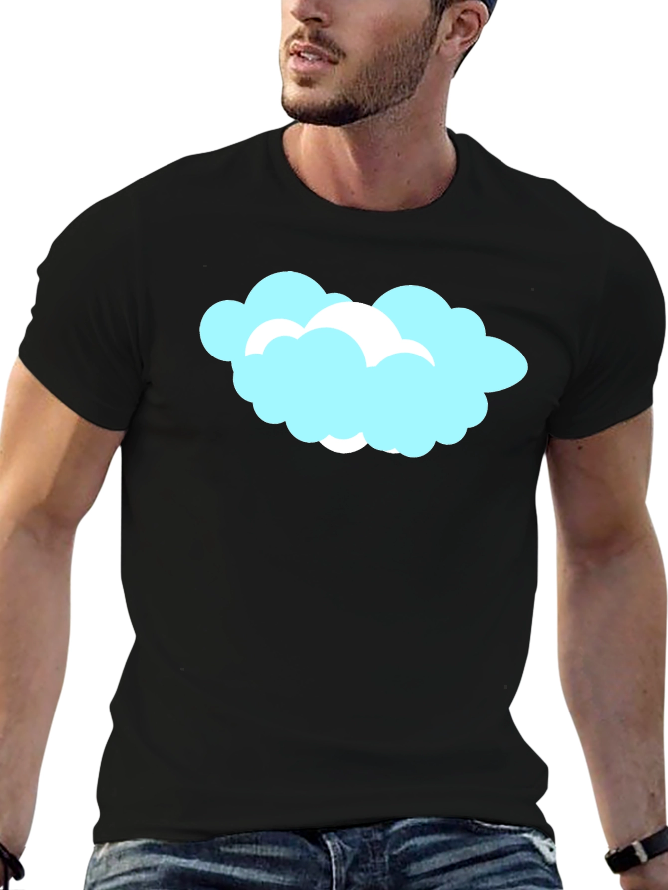 Black Cloud Graphic Black T-Shirt, Soft Cotton Tee view 6