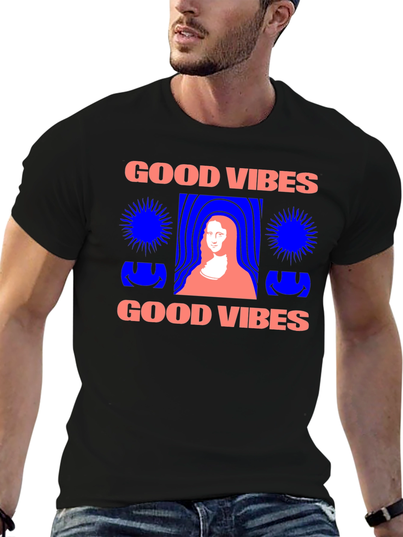 Black Good Vibes Graphic T-Shirt  view 6