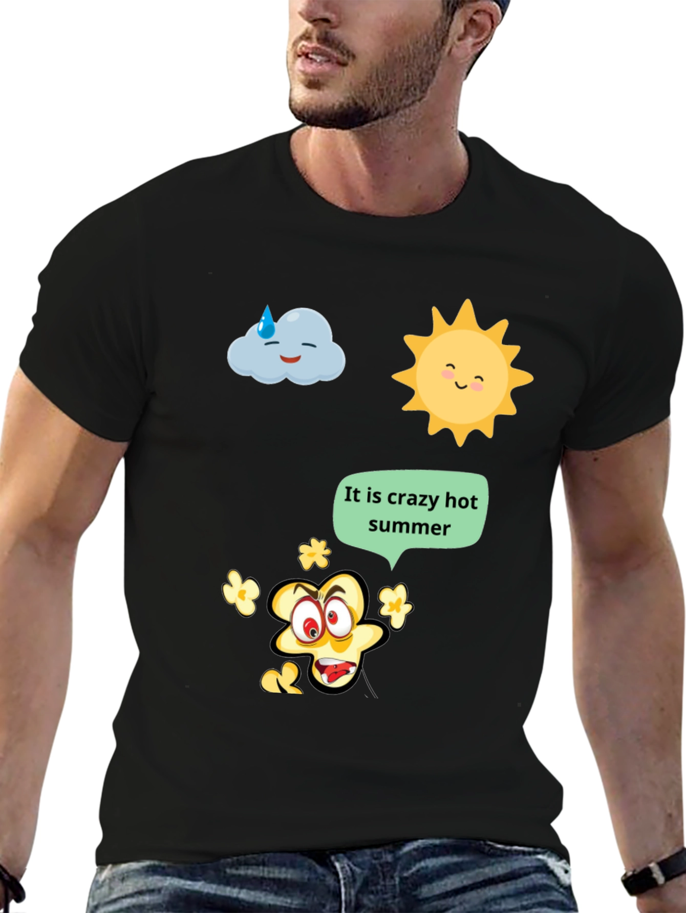 Black Crazy Hot Summer Graphic Tee view 6