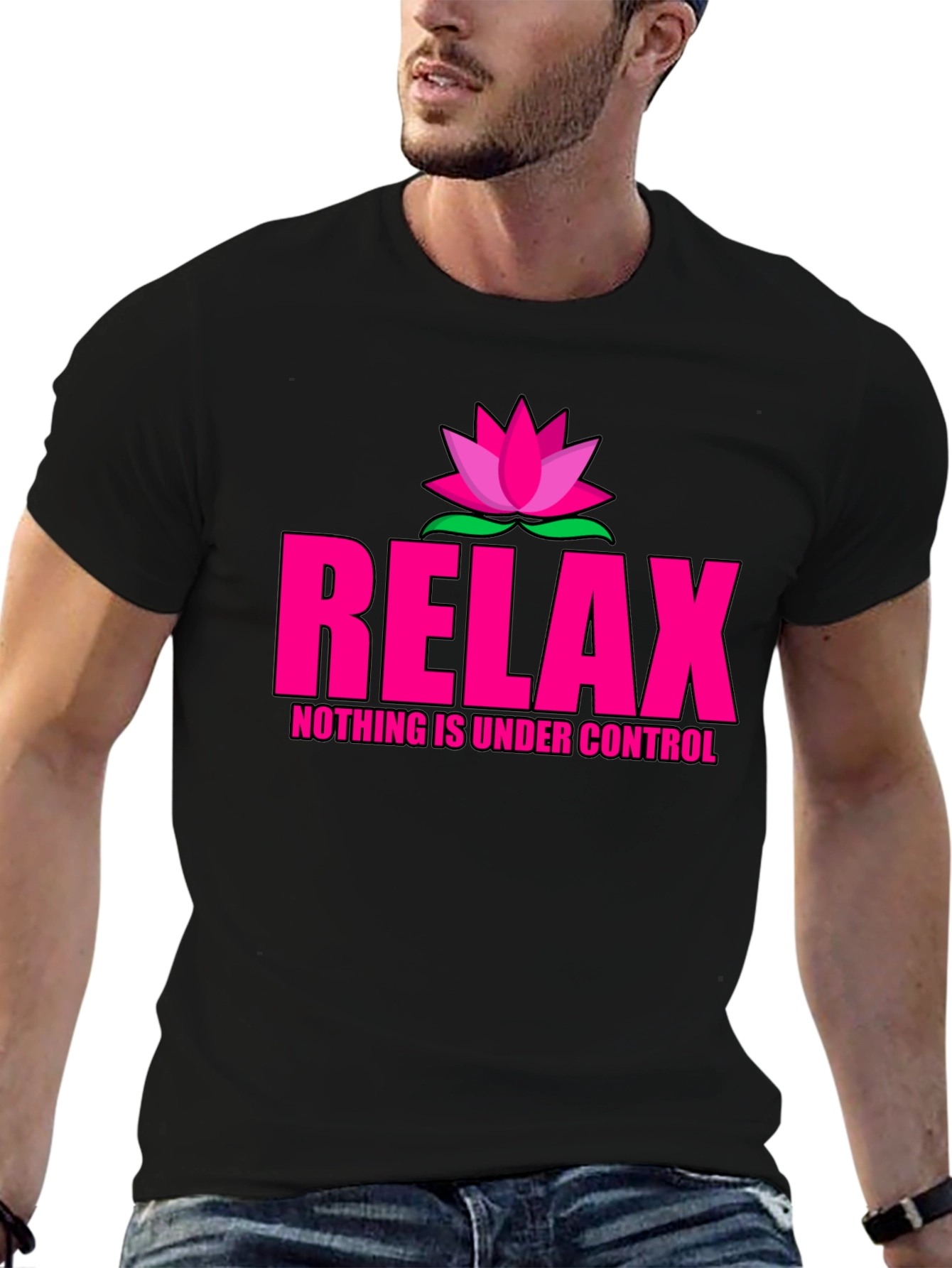 Black Relax Lotus T-Shirt - Nothing Is Under Control view 6
