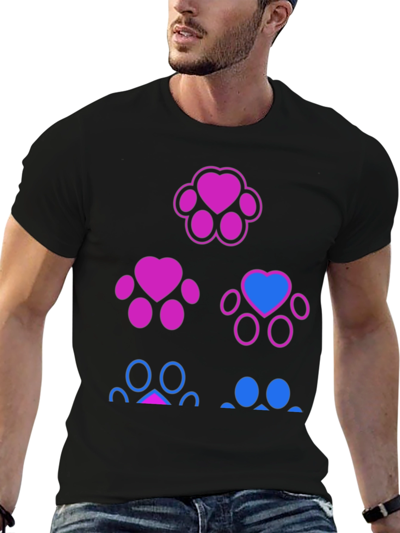 Bisexual Pride Paw Print T-Shirt - Black - 6