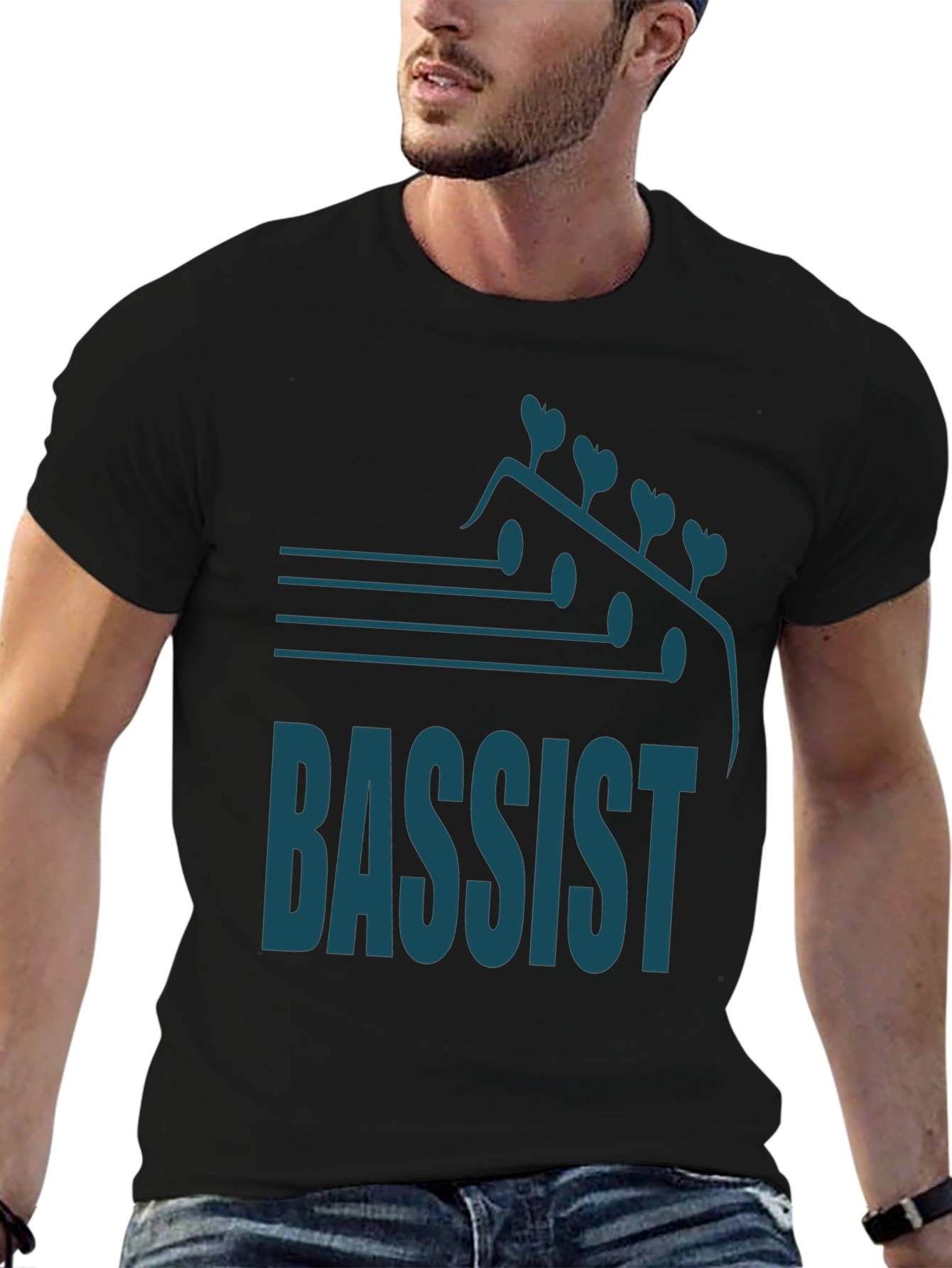 Black Bassist T-Shirt: Music Lover's Guitar Tee view 6