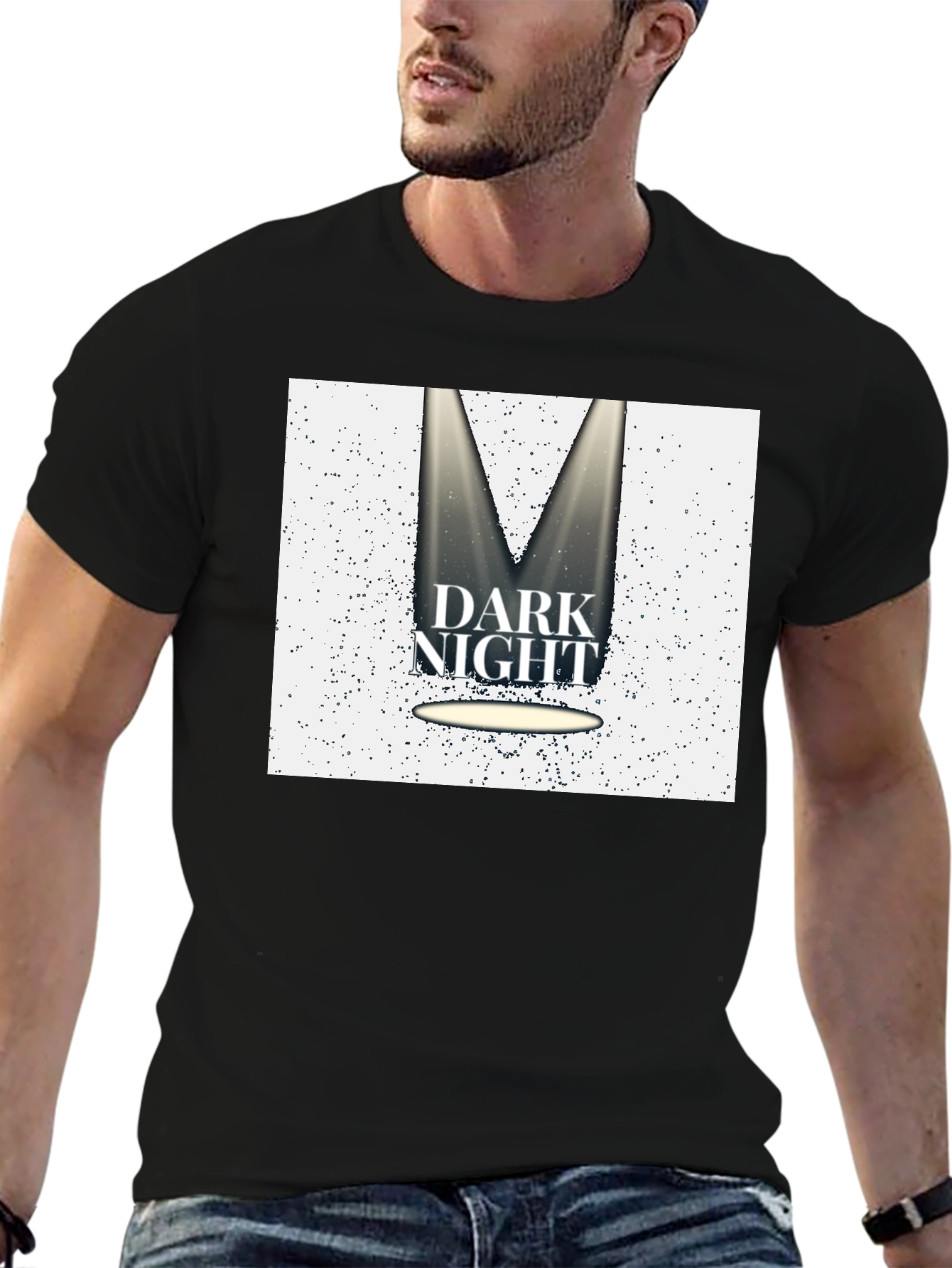 Black Dark Night Graphic Tee - Black Cotton Blend T-Shirt view 6
