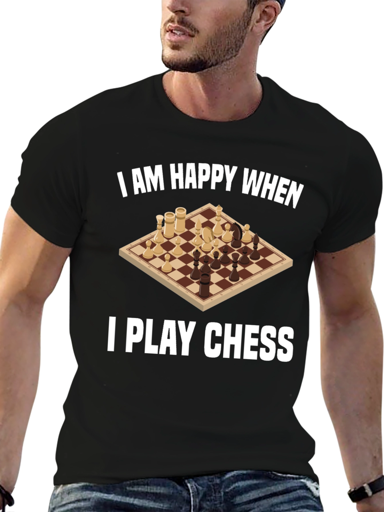 Black I am Happy When I Play Chess Graphic Tee view 6