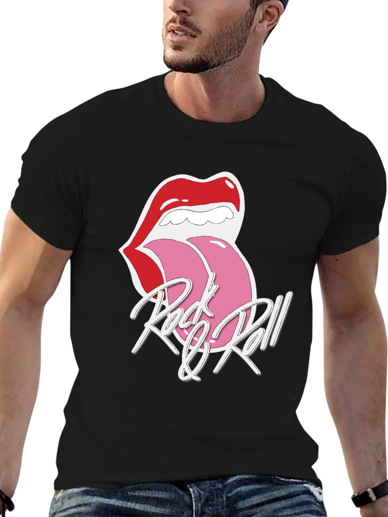 Black Rock & Roll Lips Graphic T-Shirt view 6