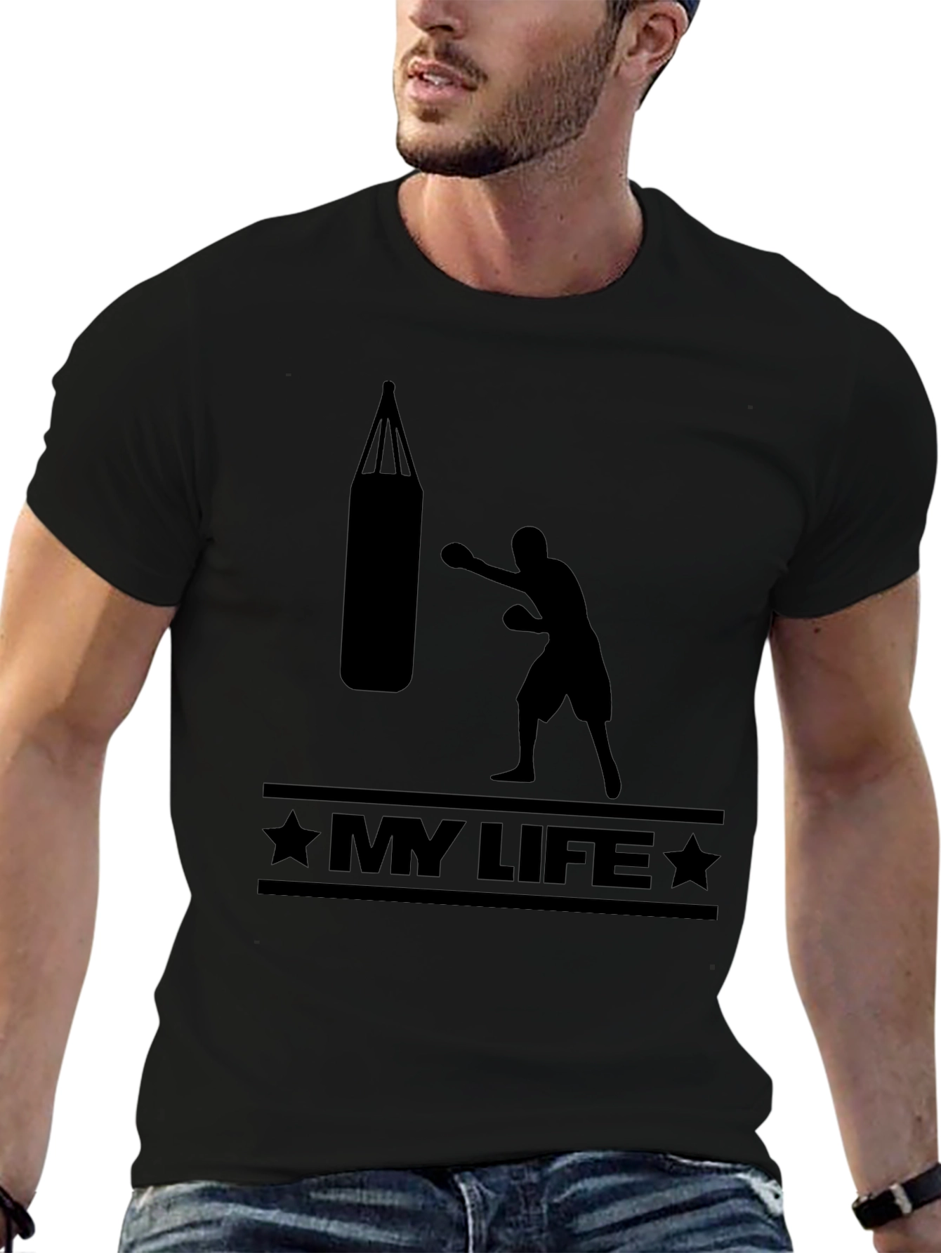 Black My Life Boxing T-Shirt - Black Graphic Tee view 6