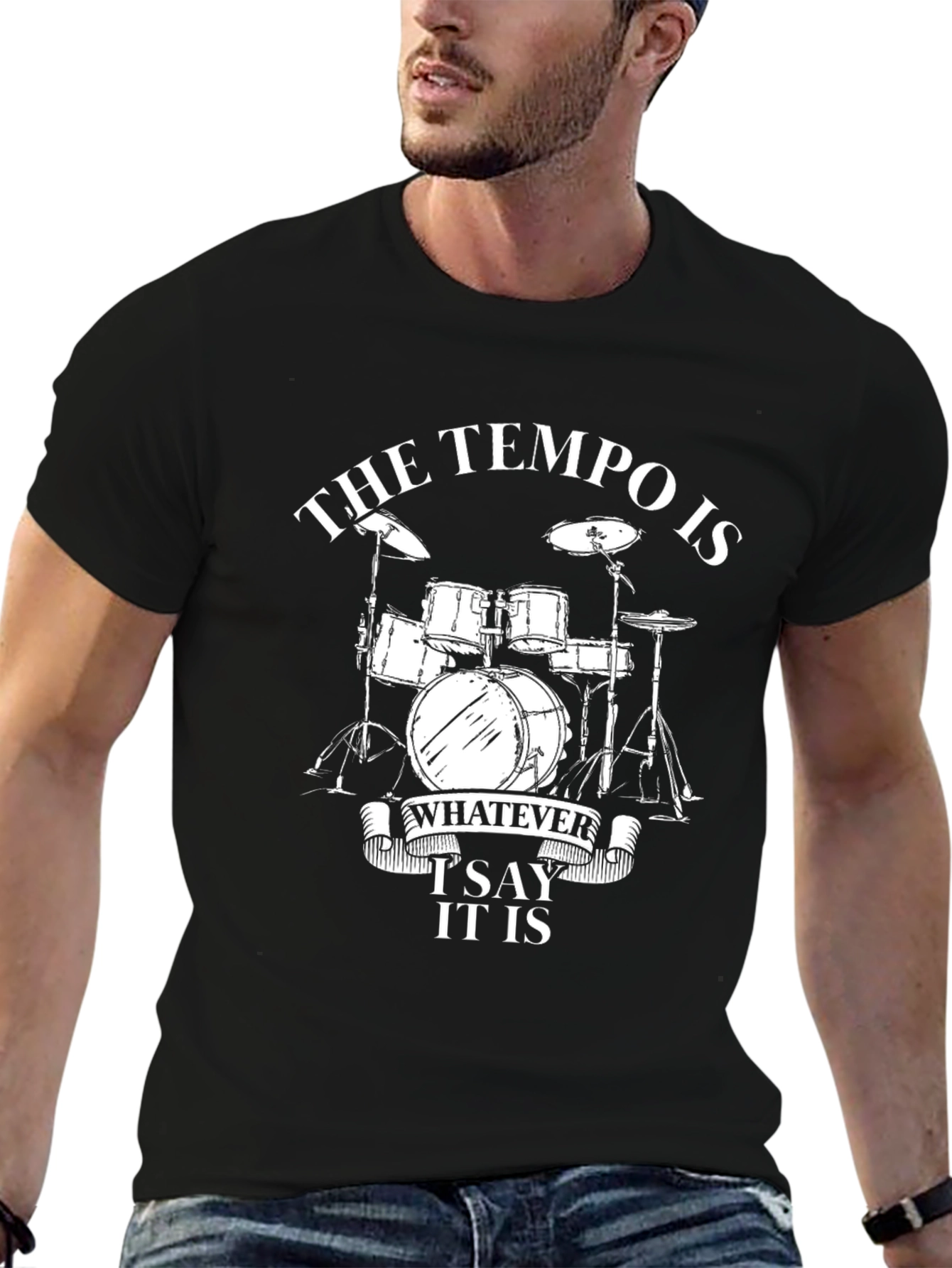 Black The Tempo Is Whatever I Say It Is Drummer T-Shirt view 6
