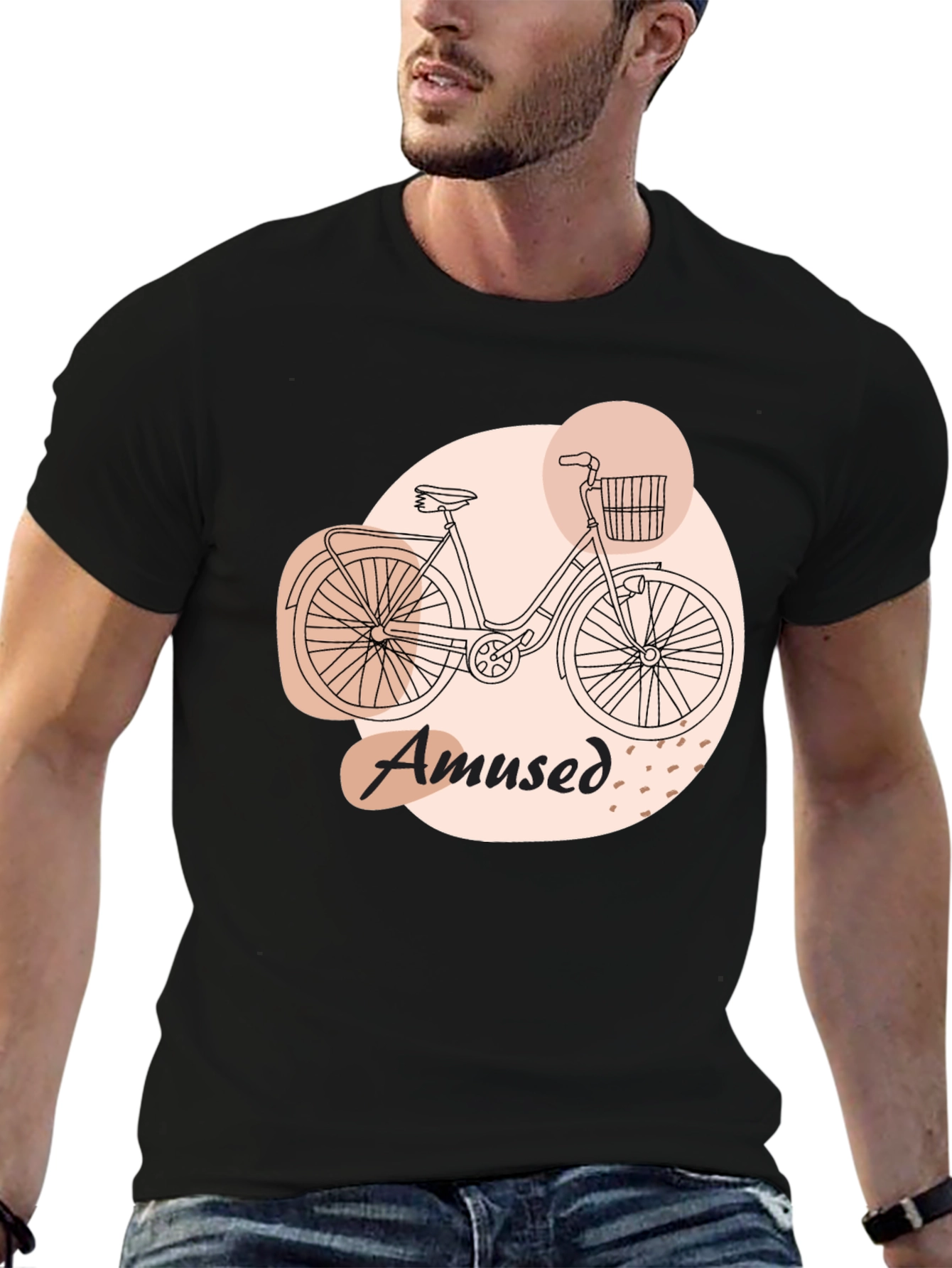 Black Amused Bicycle Graphic Tee - Comfortable Casual Wear view 6