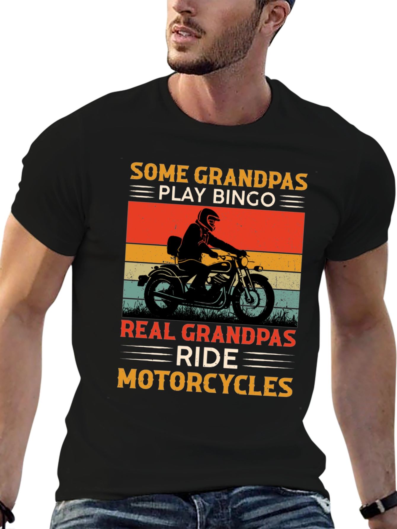Black Grandpa Motorcycle T-Shirt view 6