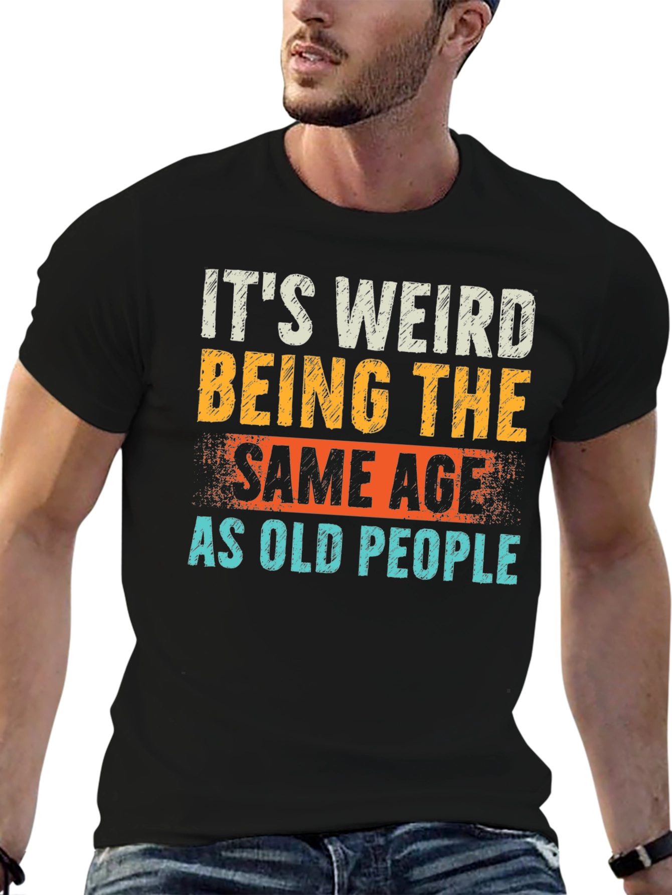 Black Funny 'Same Age as Old People' Graphic Tee view 6